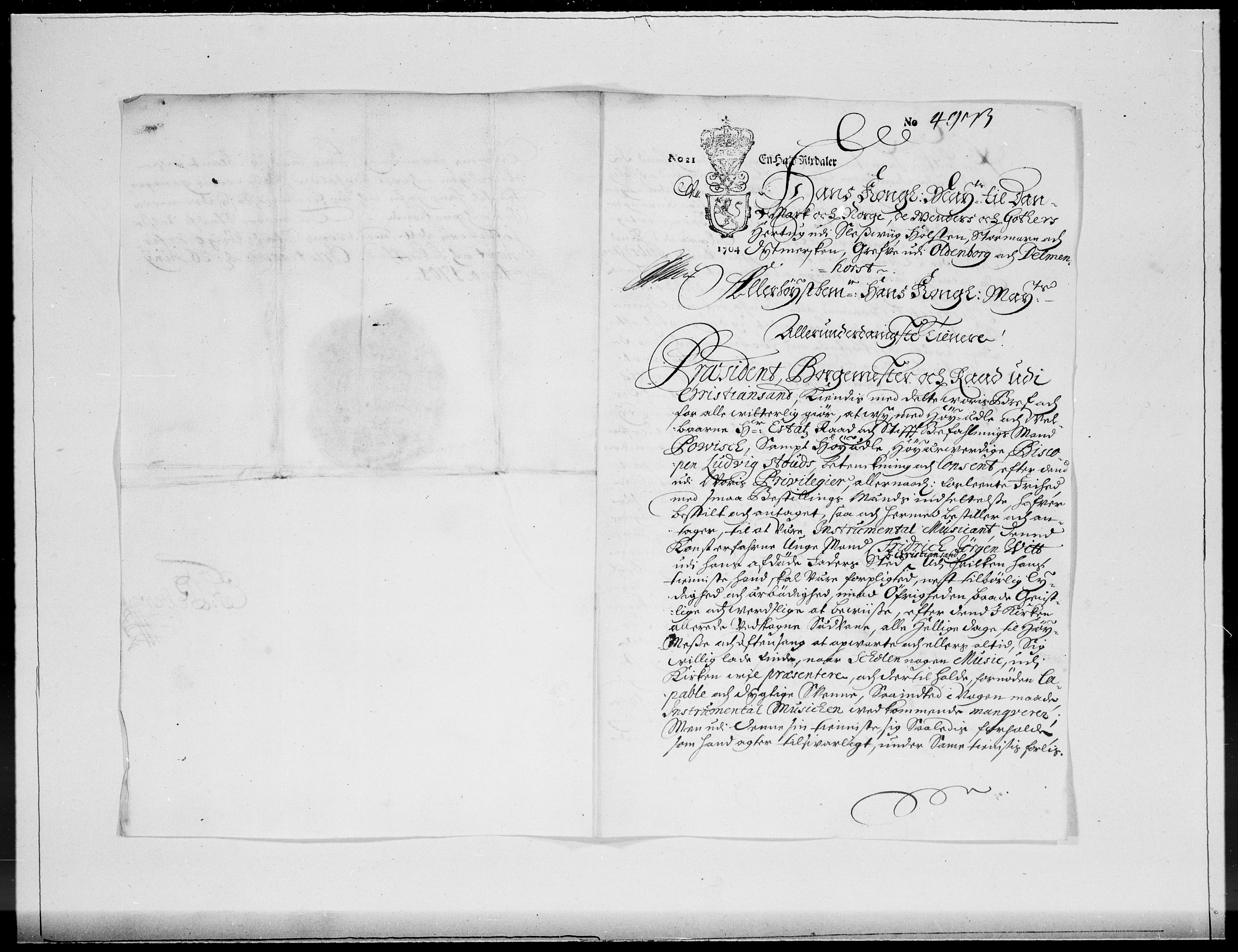 Danske Kanselli 1572-1799, AV/RA-EA-3023/F/Fc/Fcc/Fcca/L0057: Norske innlegg 1572-1799, 1704, p. 234