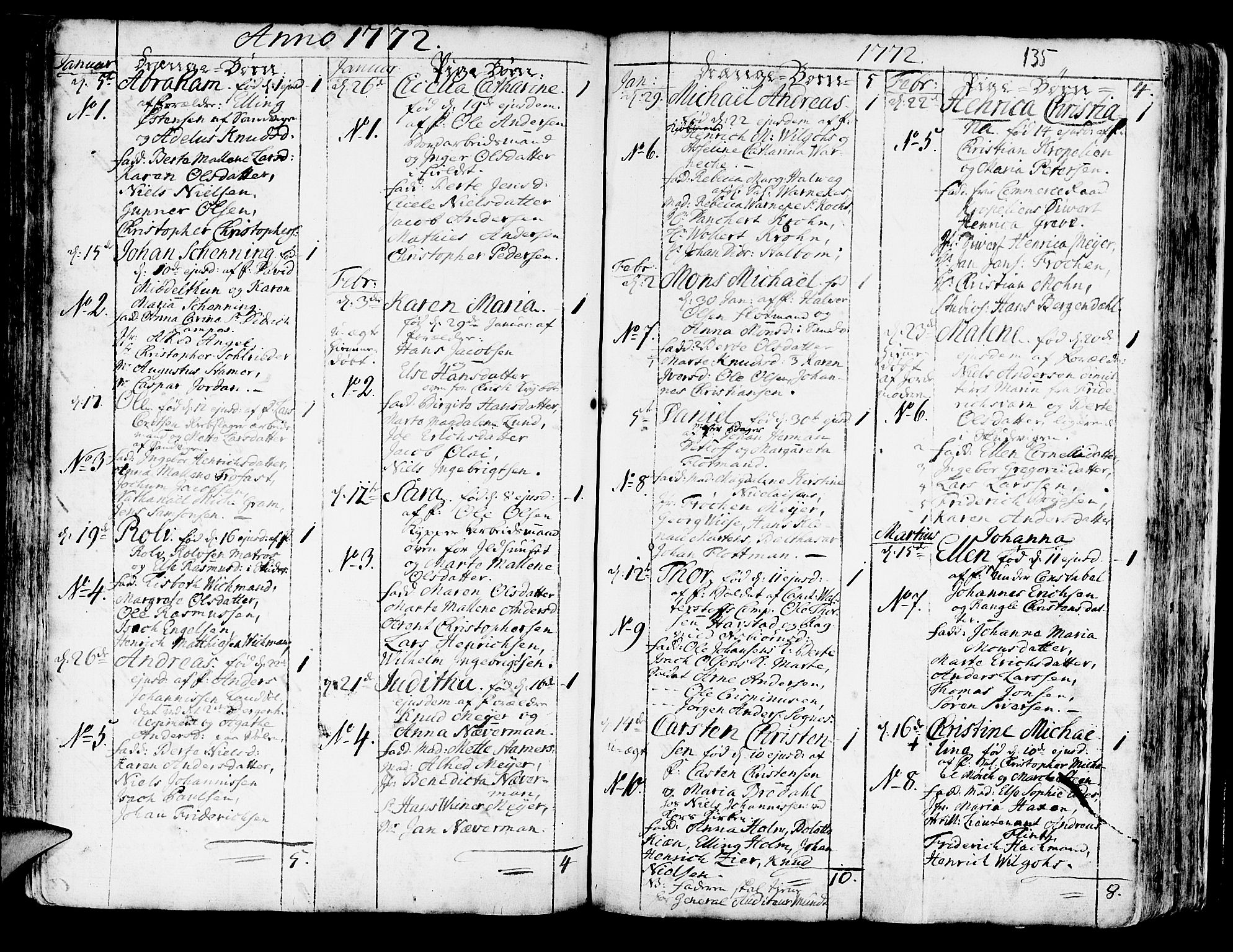 Korskirken sokneprestembete, SAB/A-76101/H/Haa/L0005: Parish register (official) no. A 5, 1751-1789, p. 135