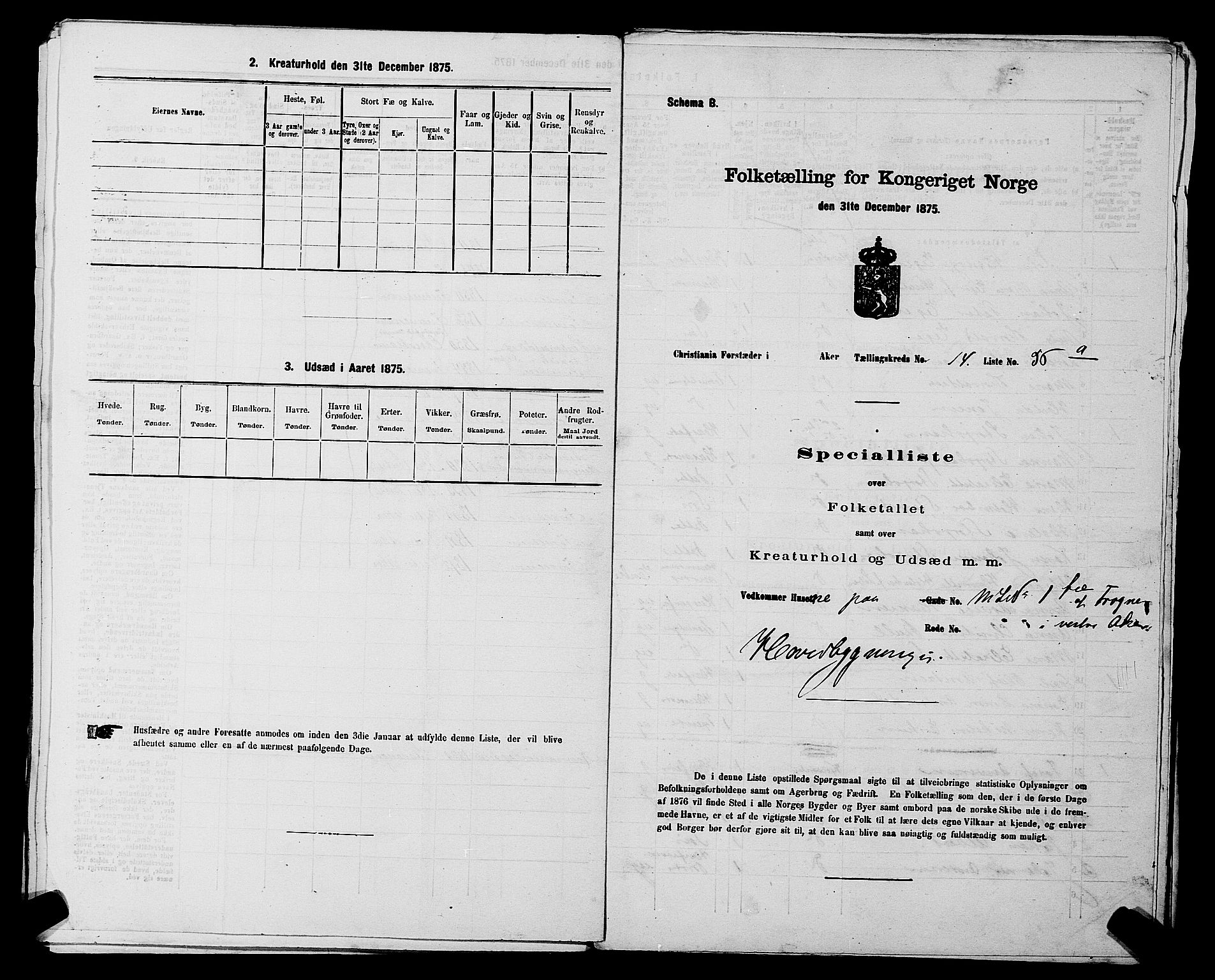 RA, 1875 census for 0218aP Vestre Aker, 1875, p. 2357