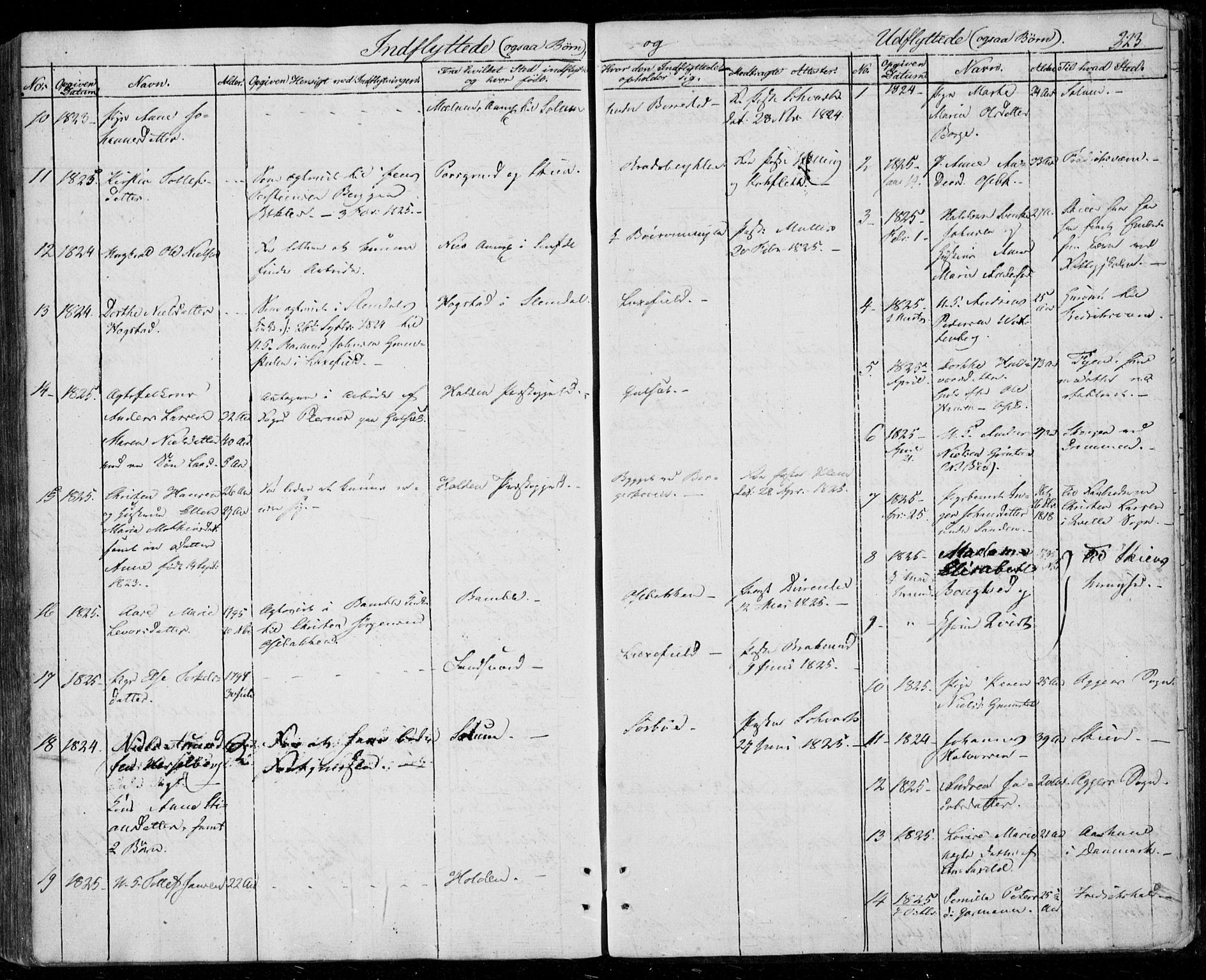 Gjerpen kirkebøker, SAKO/A-265/F/Fa/L0005: Parish register (official) no. I 5, 1823-1829, p. 323