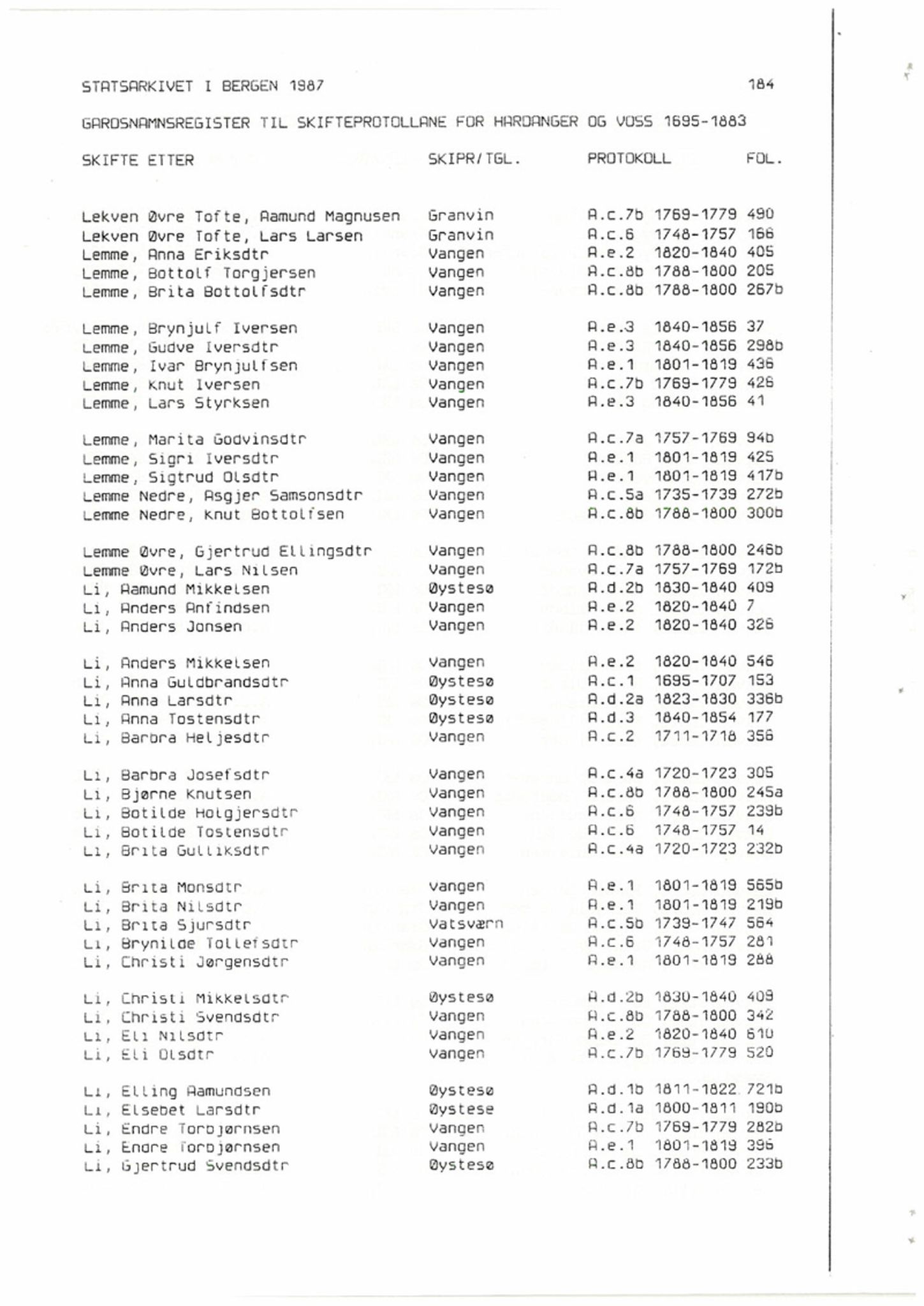 Hardanger og Voss sorenskriveri, AV/SAB-A-2501/4, 1695-1883, p. 1184