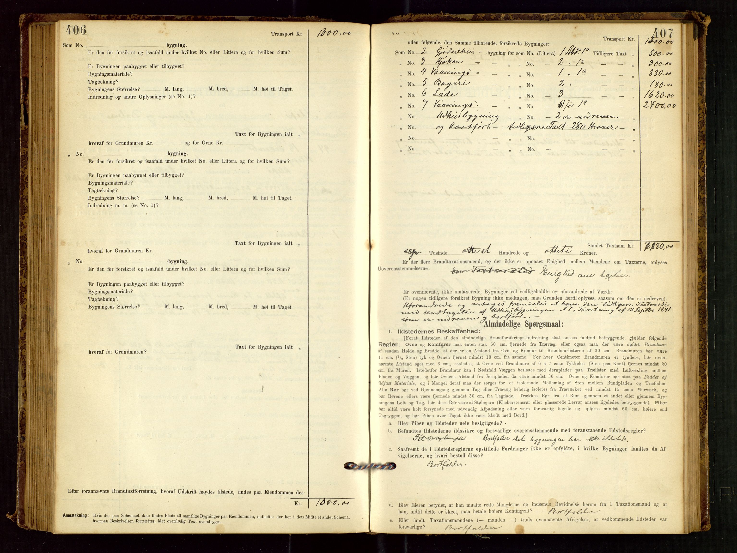 Klepp lensmannskontor, SAST/A-100163/Goc/L0001: "Brandtaxationsprotokol" m/register, 1895-1898, p. 406-407
