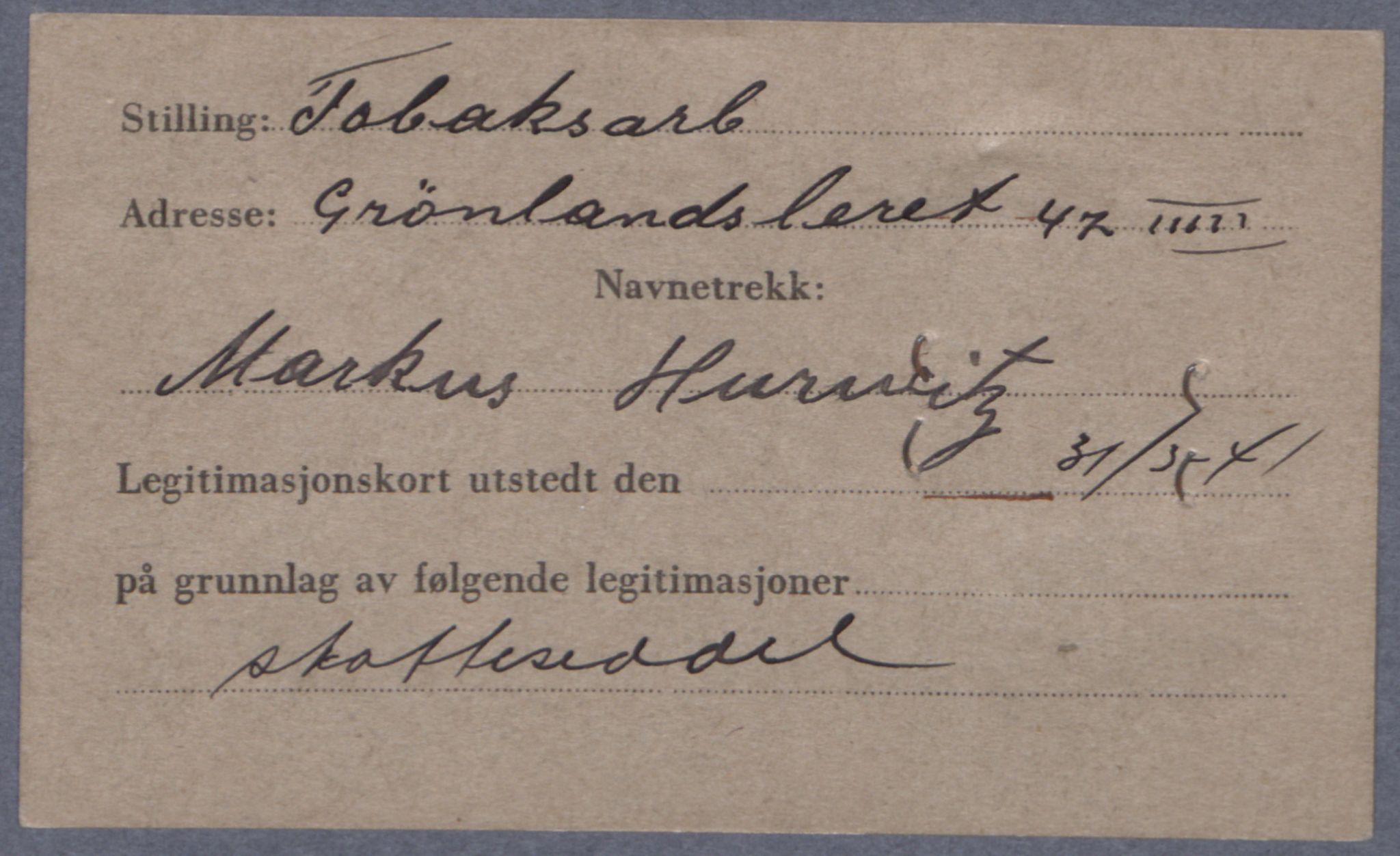 Sosialdepartementet, Våre Falne, AV/RA-S-1708/E/Ee/Eea/L0021A: Legitimasjonskort med fotografier for jøder, 1941-1942, p. 164