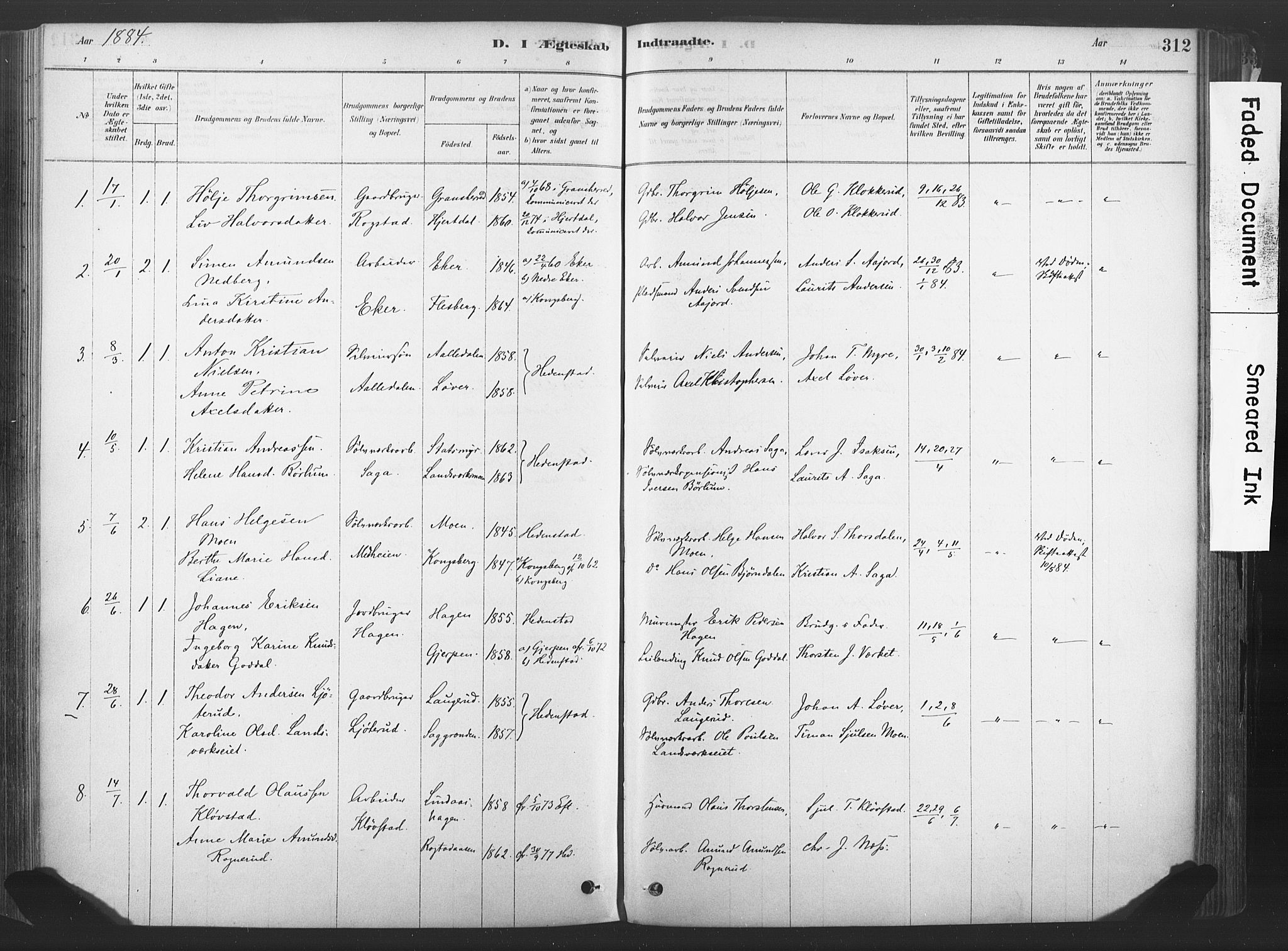 Sandsvær kirkebøker, SAKO/A-244/F/Fd/L0001: Parish register (official) no. IV 1, 1878-1906, p. 312