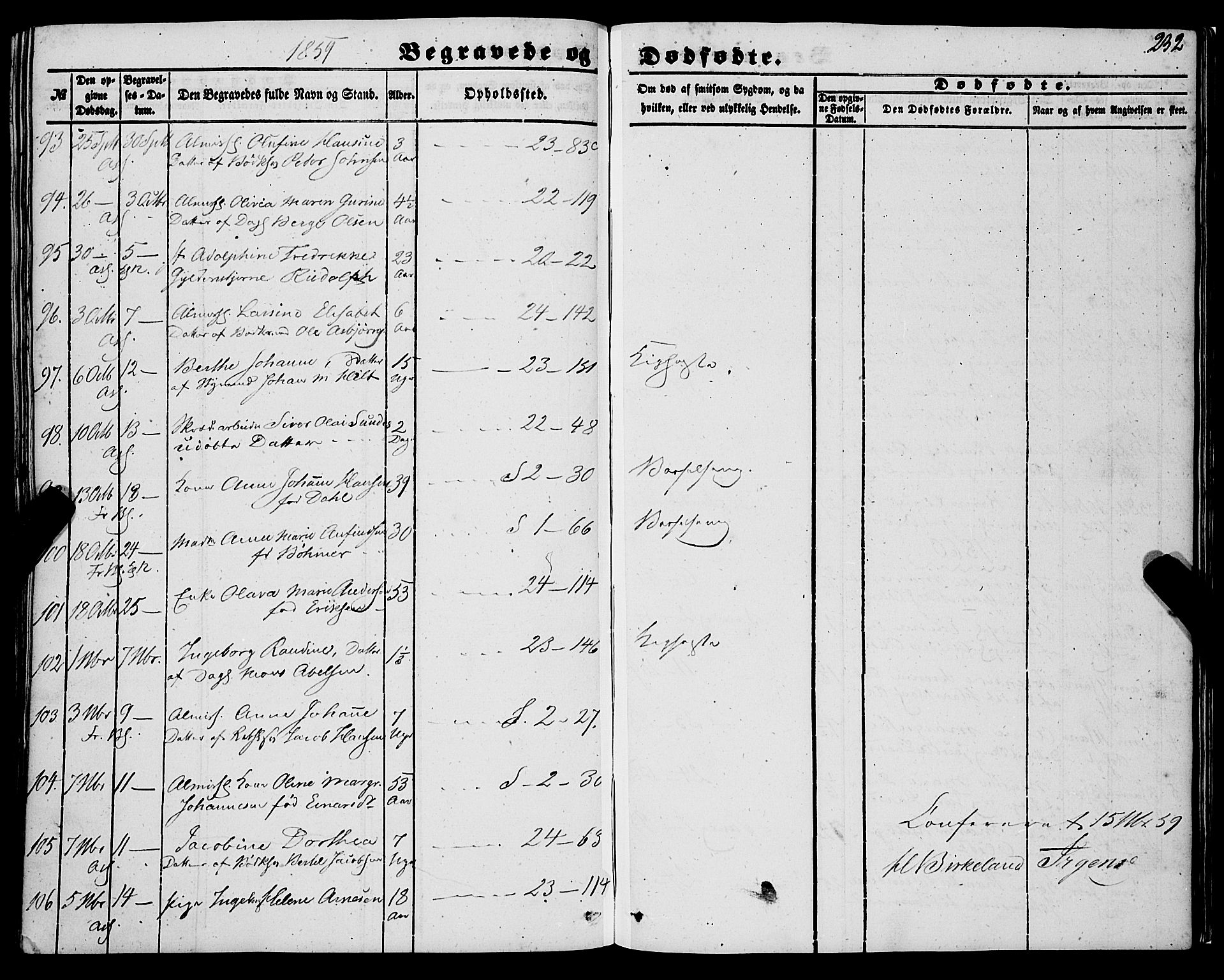 Korskirken sokneprestembete, AV/SAB-A-76101/H/Haa: Parish register (official) no. E 2, 1848-1862, p. 232