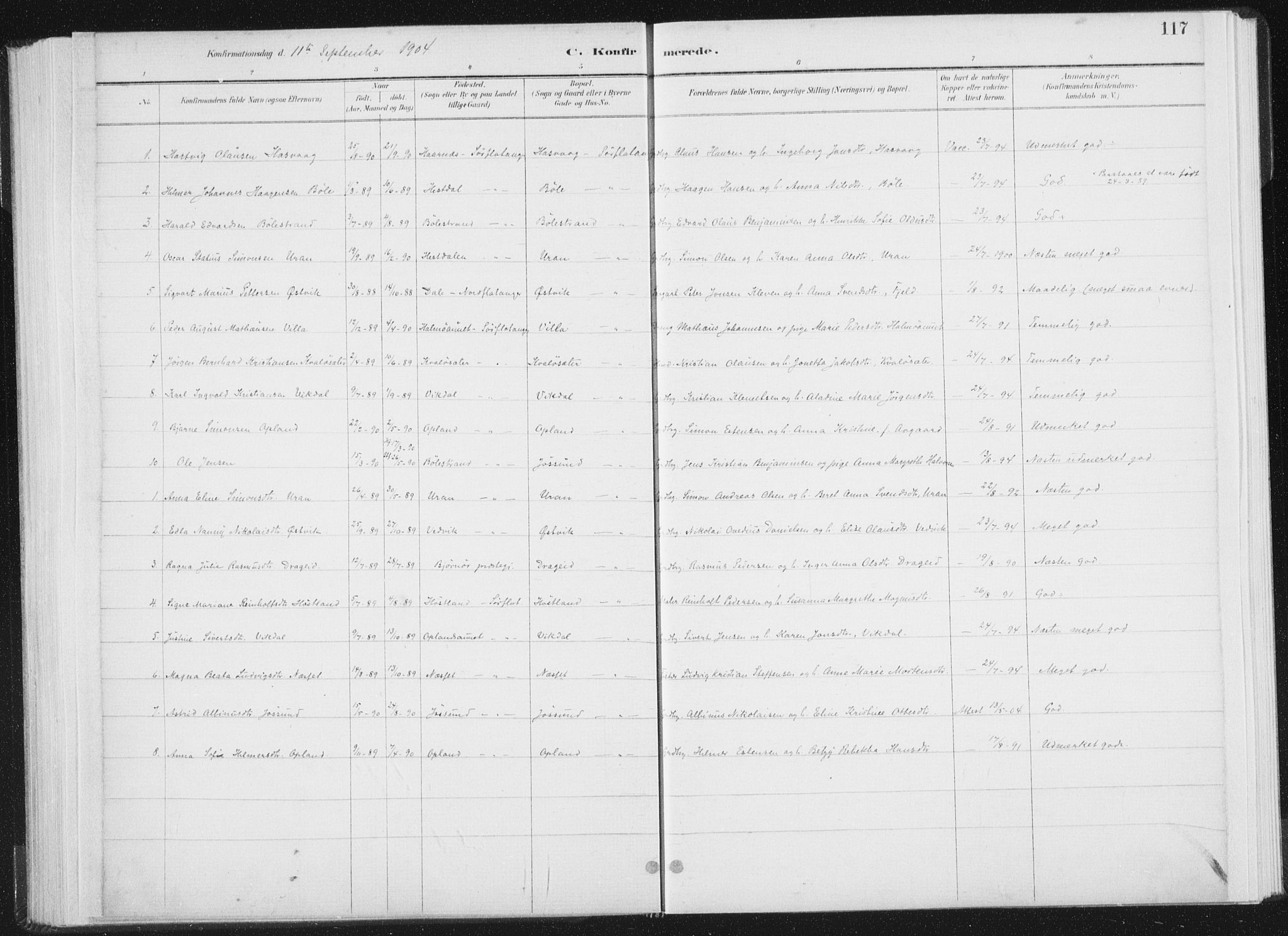 Ministerialprotokoller, klokkerbøker og fødselsregistre - Nord-Trøndelag, AV/SAT-A-1458/771/L0597: Parish register (official) no. 771A04, 1885-1910, p. 117