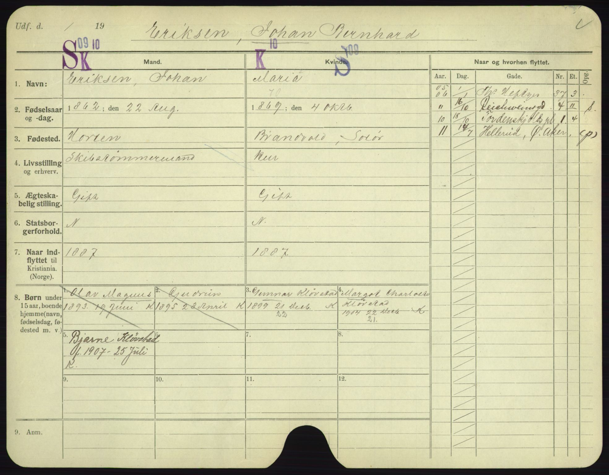 Oslo folkeregister, Registerkort, AV/SAO-A-11715/F/Fa/Fac/L0002: Menn, 1906-1914, p. 1103a