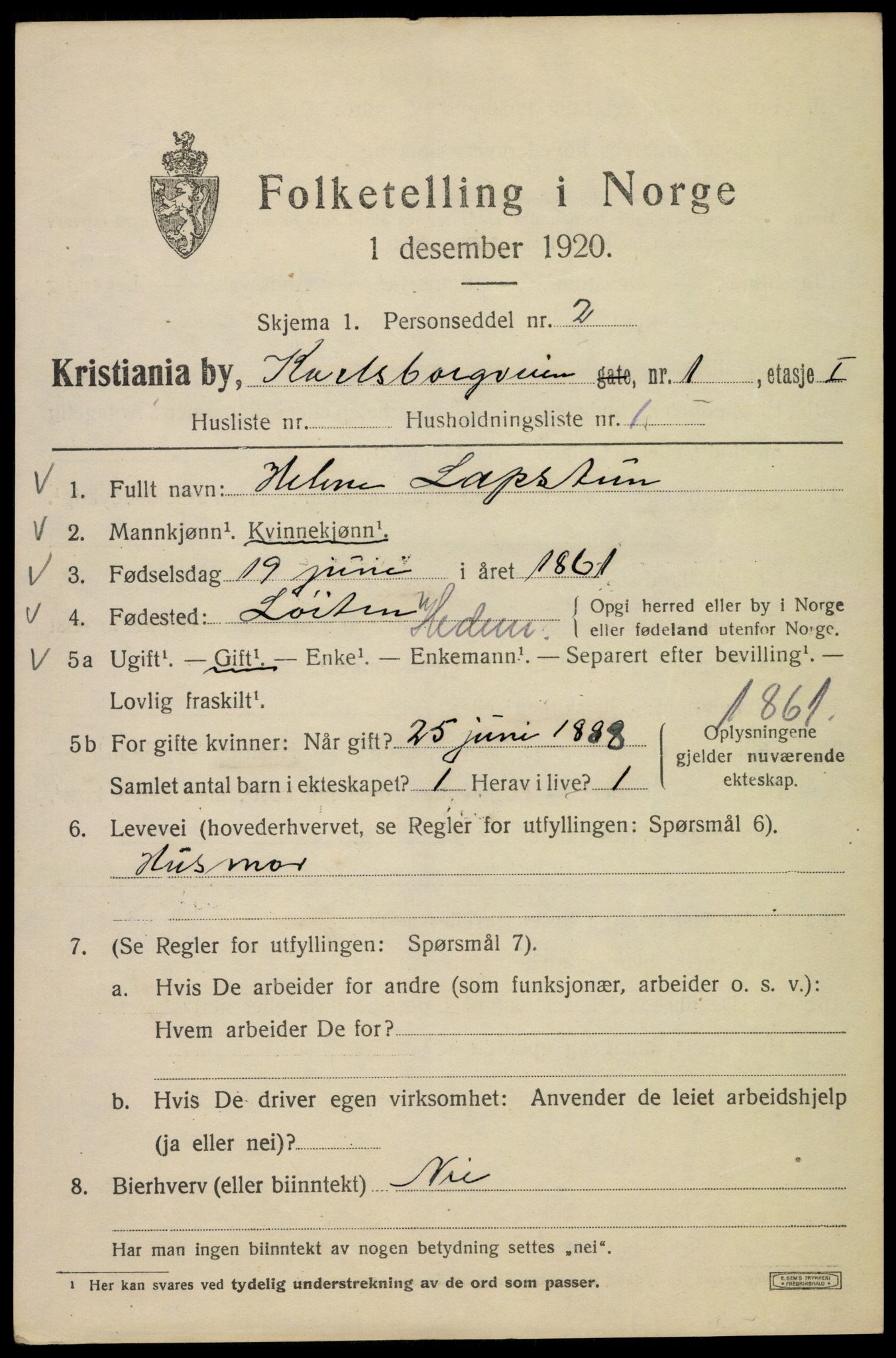 SAO, 1920 census for Kristiania, 1920, p. 329991