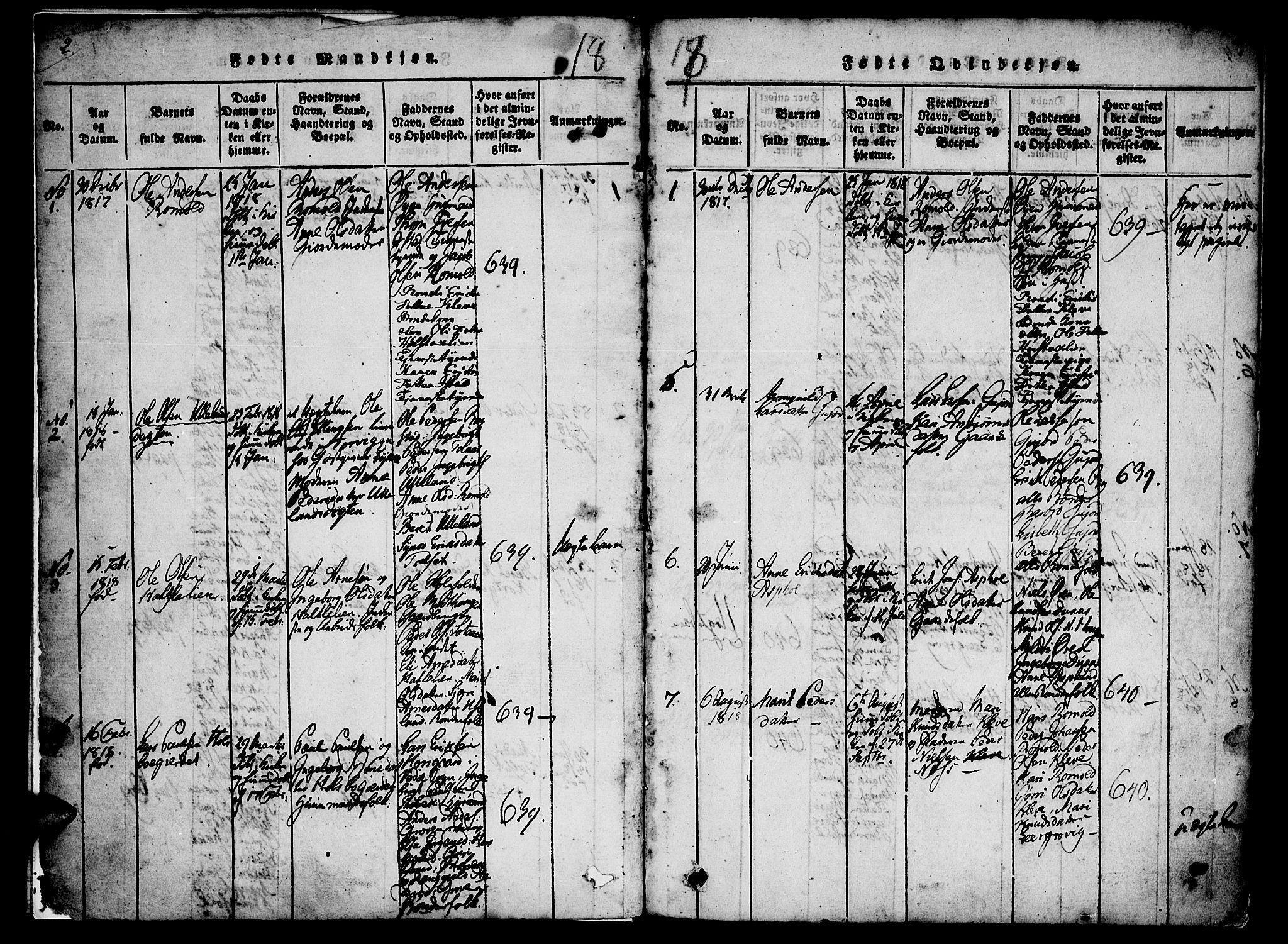 Ministerialprotokoller, klokkerbøker og fødselsregistre - Møre og Romsdal, SAT/A-1454/557/L0679: Parish register (official) no. 557A01, 1818-1843, p. 2-3