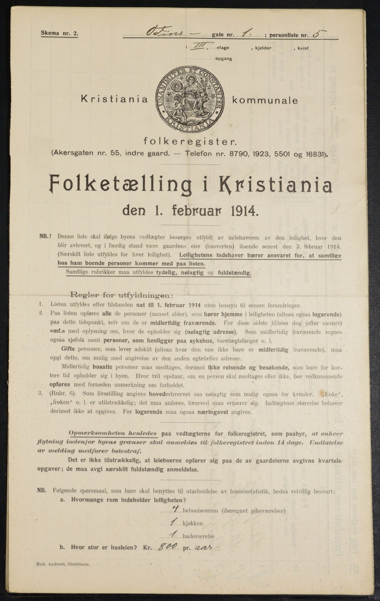 OBA, Municipal Census 1914 for Kristiania, 1914, p. 74498