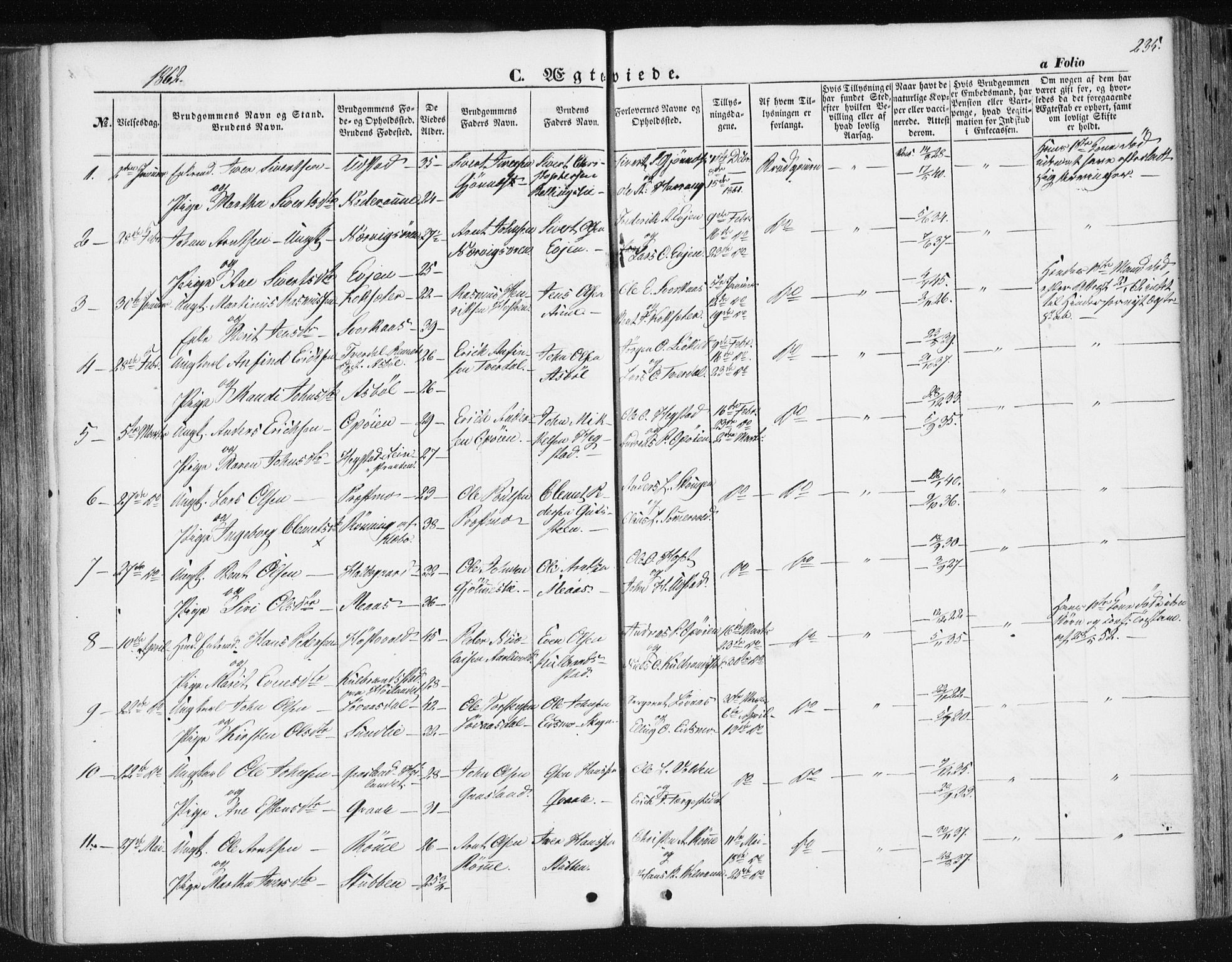 Ministerialprotokoller, klokkerbøker og fødselsregistre - Sør-Trøndelag, SAT/A-1456/668/L0806: Parish register (official) no. 668A06, 1854-1869, p. 235