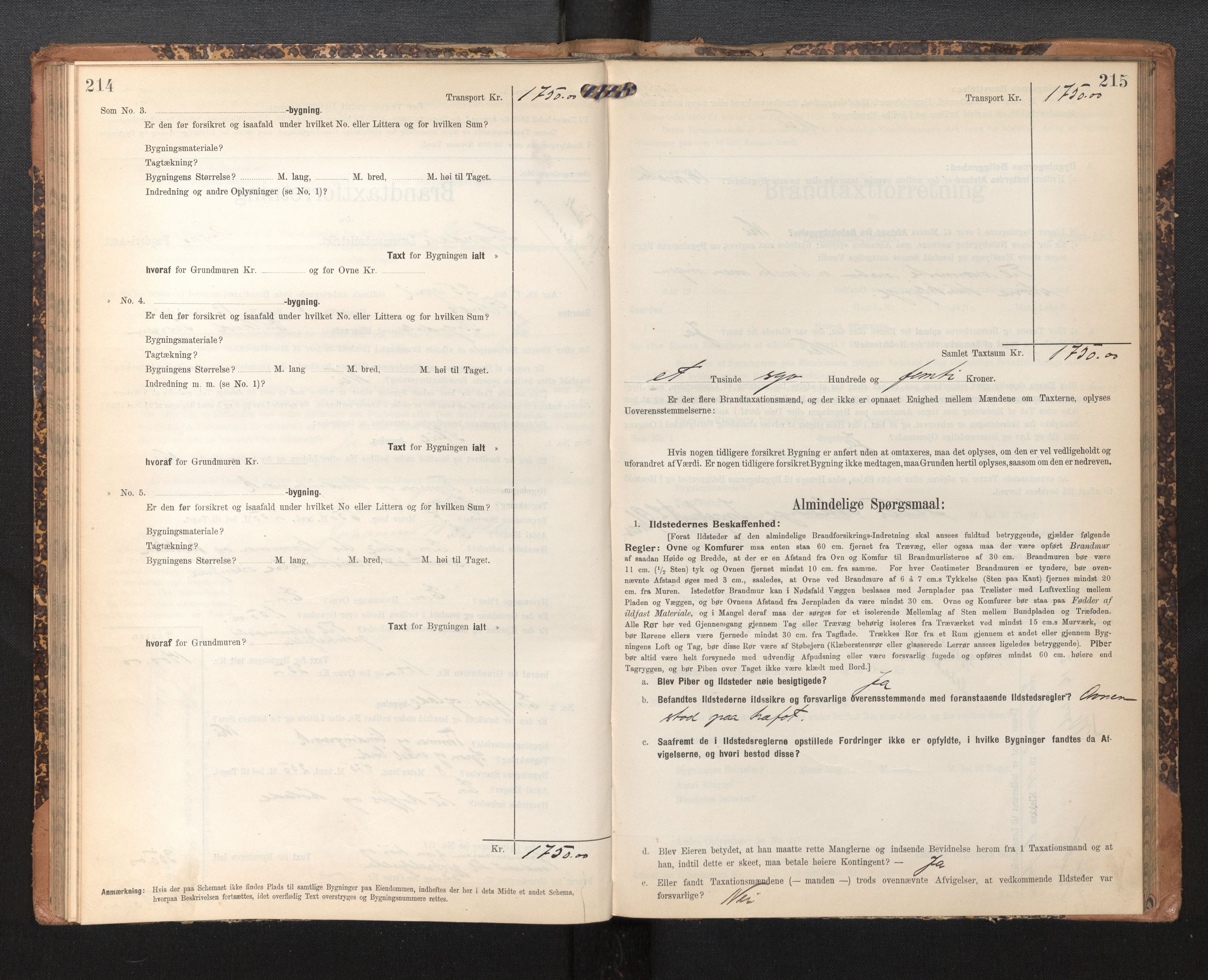 Lensmannen i Sogndal, AV/SAB-A-29901/0012/L0010: Branntakstprotokoll, skjematakst, 1907-1914, p. 214-215