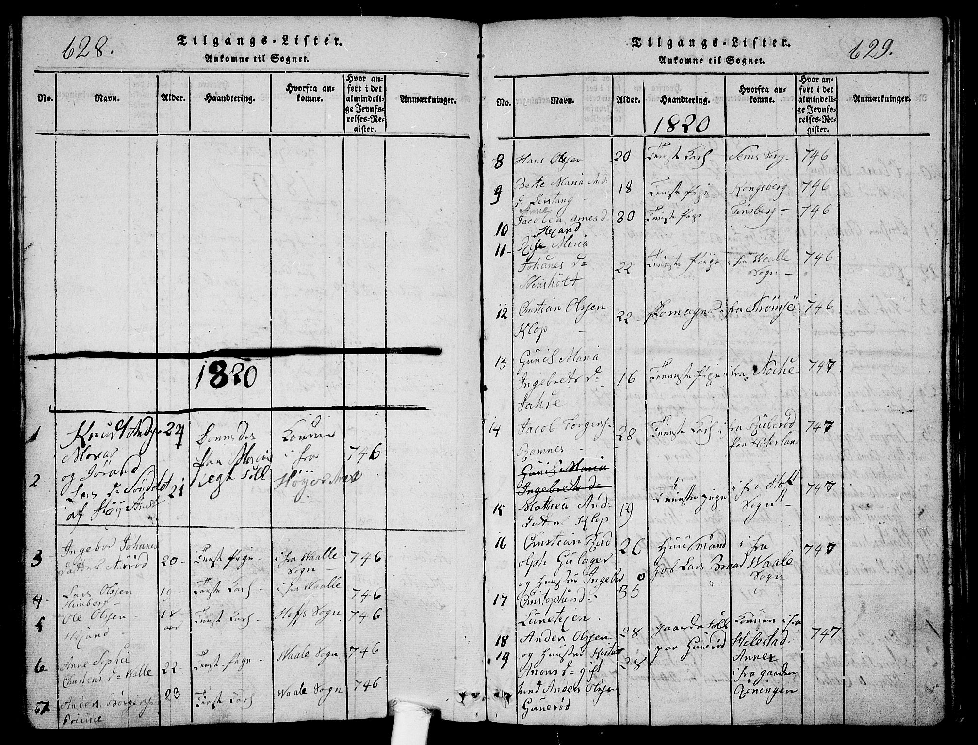 Ramnes kirkebøker, AV/SAKO-A-314/G/Ga/L0001: Parish register (copy) no. I 1, 1813-1847, p. 628-629