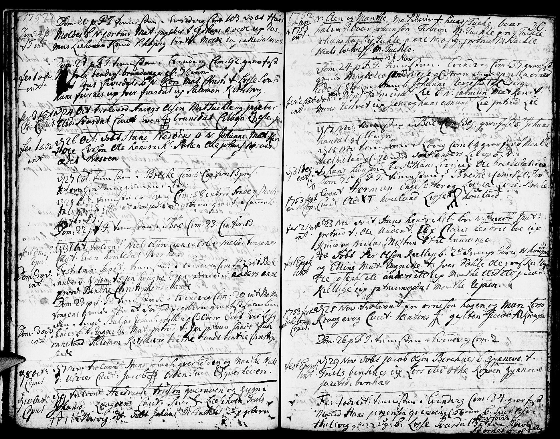 Gulen sokneprestembete, SAB/A-80201/H/Haa/Haaa/L0012: Parish register (official) no. A 12, 1749-1776, p. 30