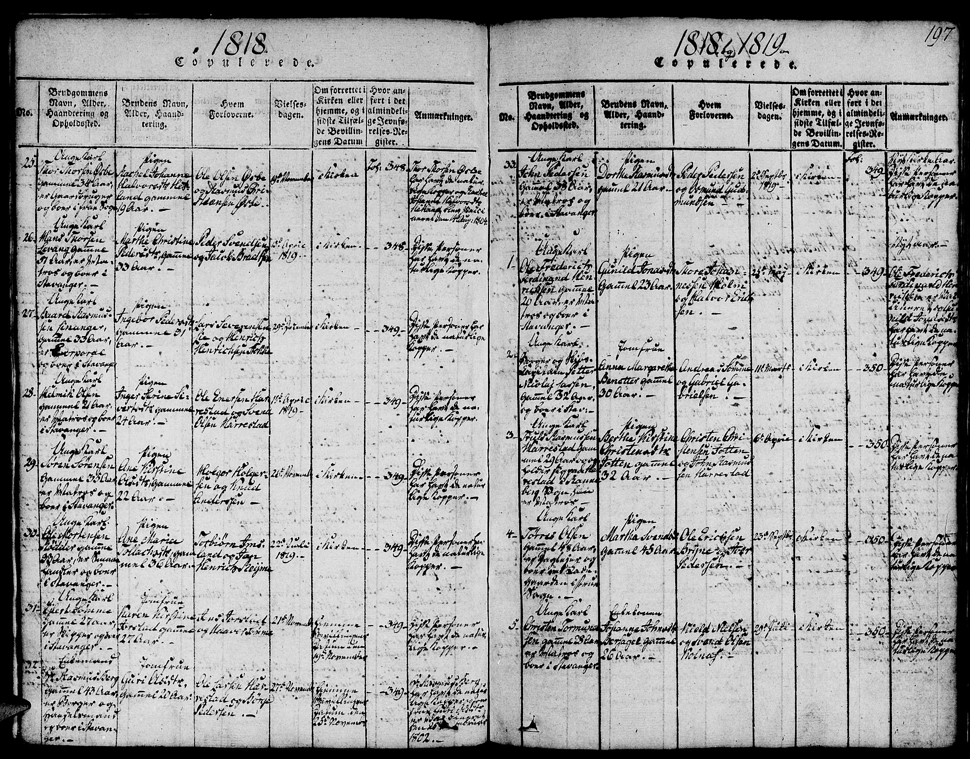 Domkirken sokneprestkontor, SAST/A-101812/001/30/30BA/L0008: Parish register (official) no. A 8, 1816-1821, p. 197