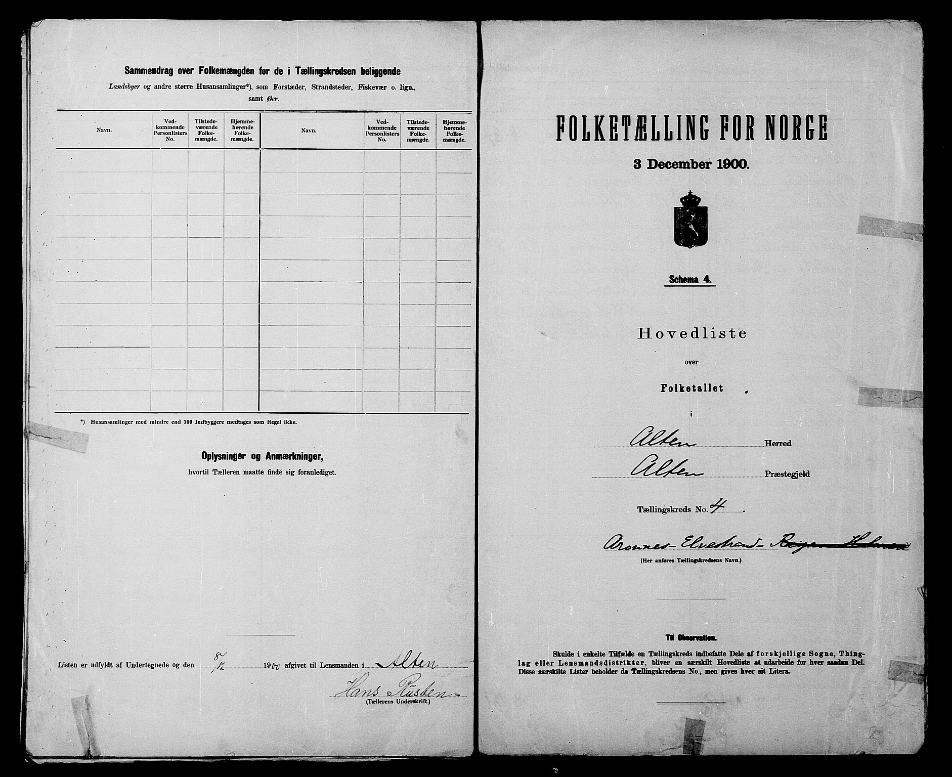 SATØ, 1900 census for Alta, 1900, p. 10