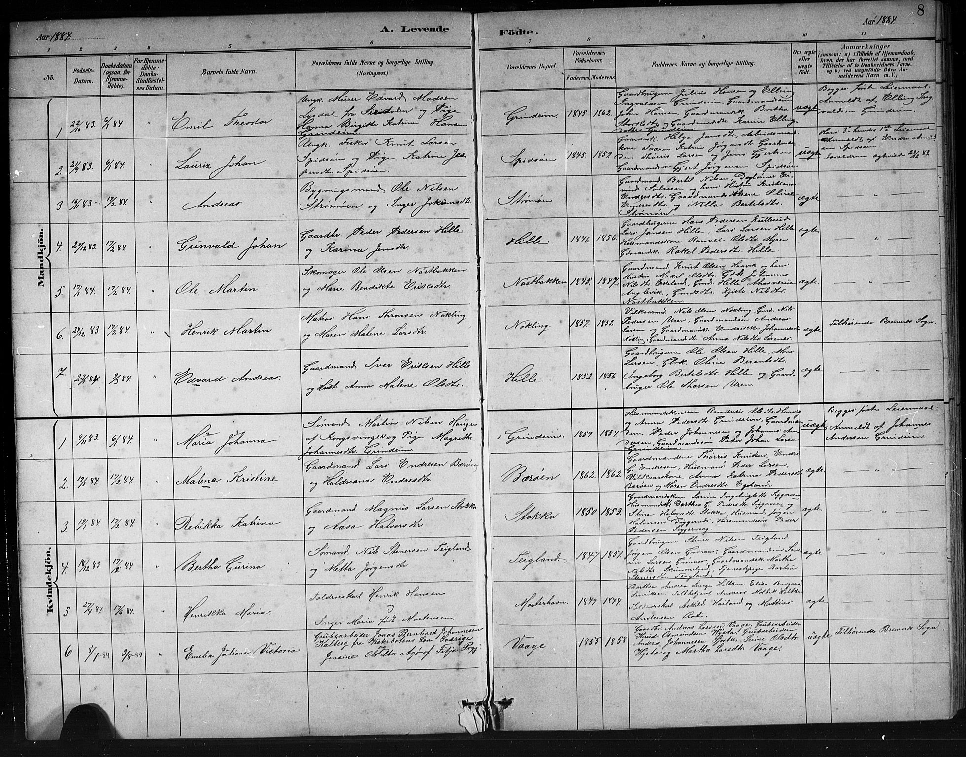 Finnås sokneprestembete, SAB/A-99925/H/Ha/Hab/Haba/L0003: Parish register (copy) no. A 3, 1883-1900, p. 8