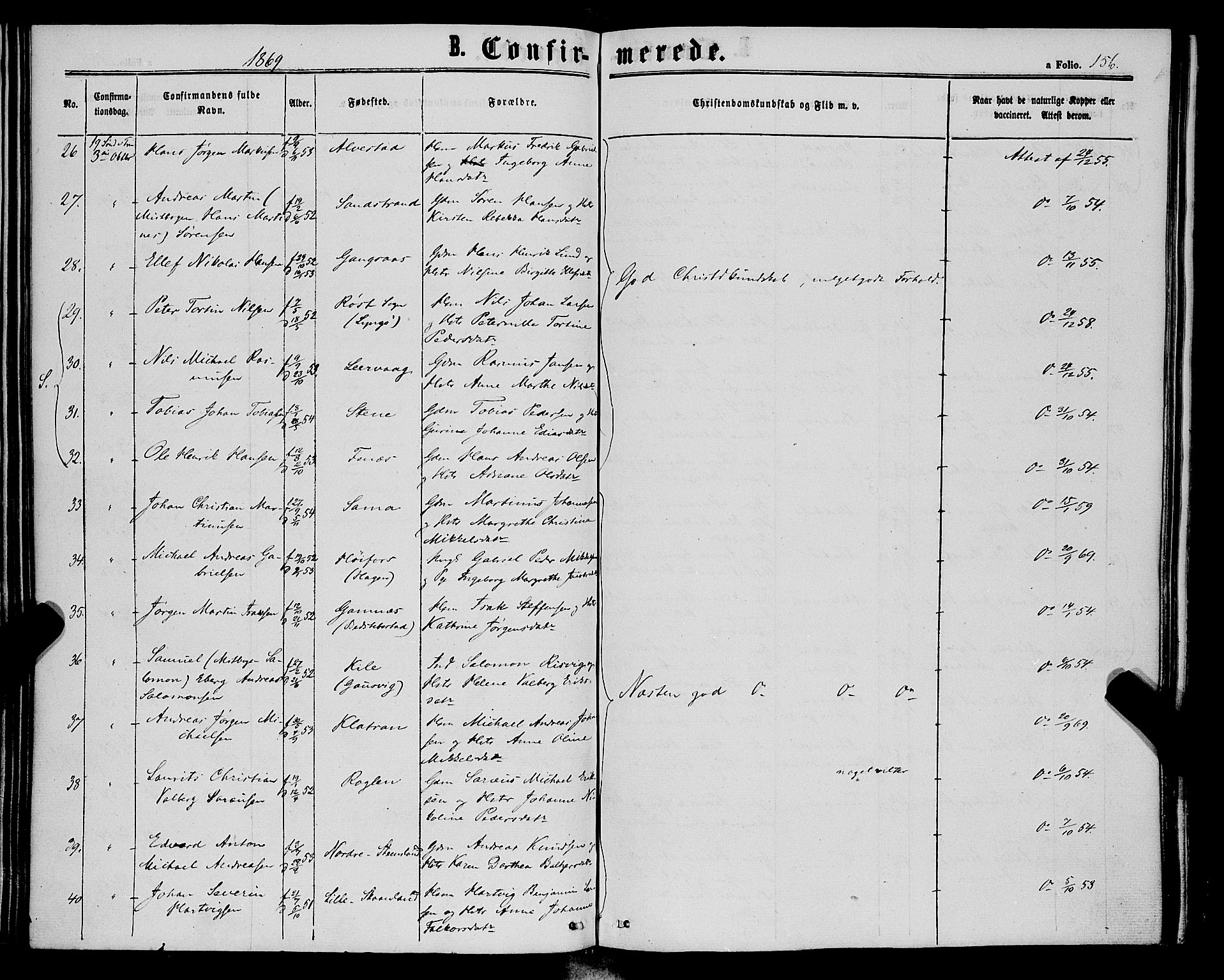 Trondenes sokneprestkontor, AV/SATØ-S-1319/H/Ha/L0012kirke: Parish register (official) no. 12, 1863-1870, p. 156