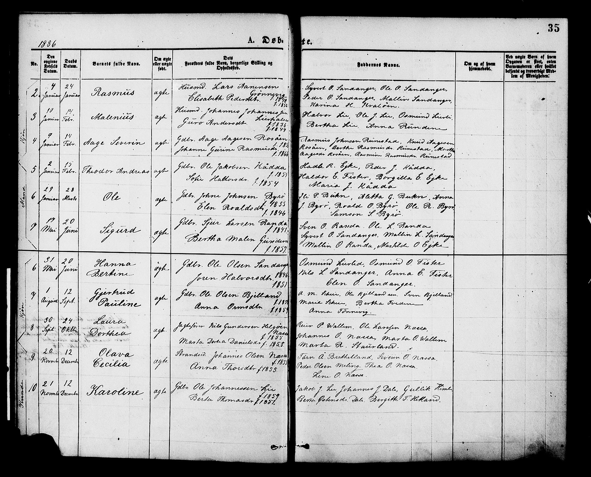 Hjelmeland sokneprestkontor, AV/SAST-A-101843/01/IV/L0013: Parish register (official) no. A 13, 1872-1886, p. 35