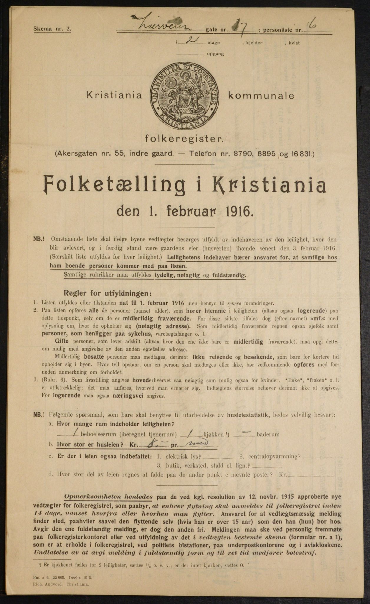 OBA, Municipal Census 1916 for Kristiania, 1916, p. 58827