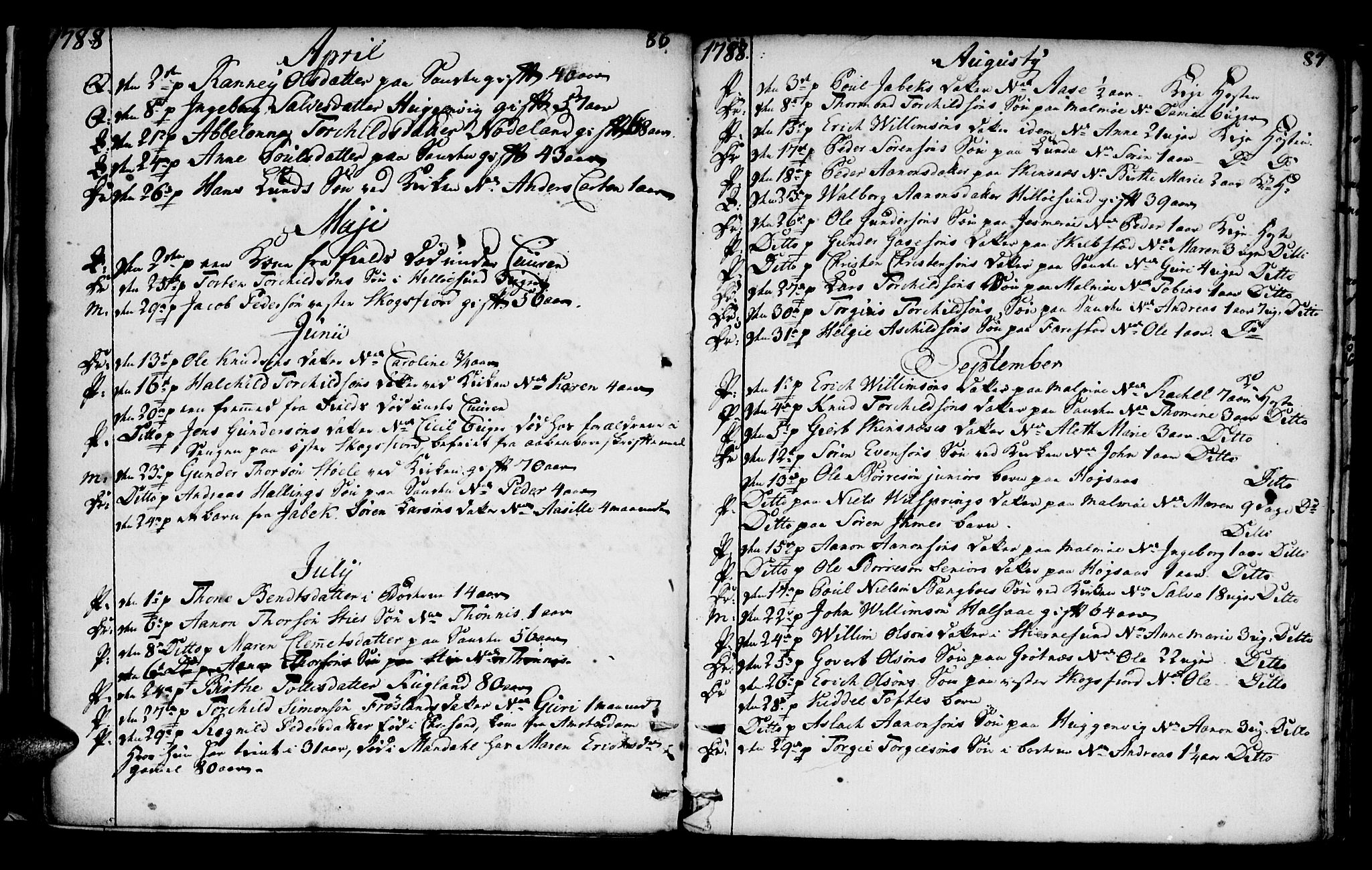 Mandal sokneprestkontor, SAK/1111-0030/F/Fa/Faa/L0005: Parish register (official) no. A 5, 1748-1803, p. 86-87