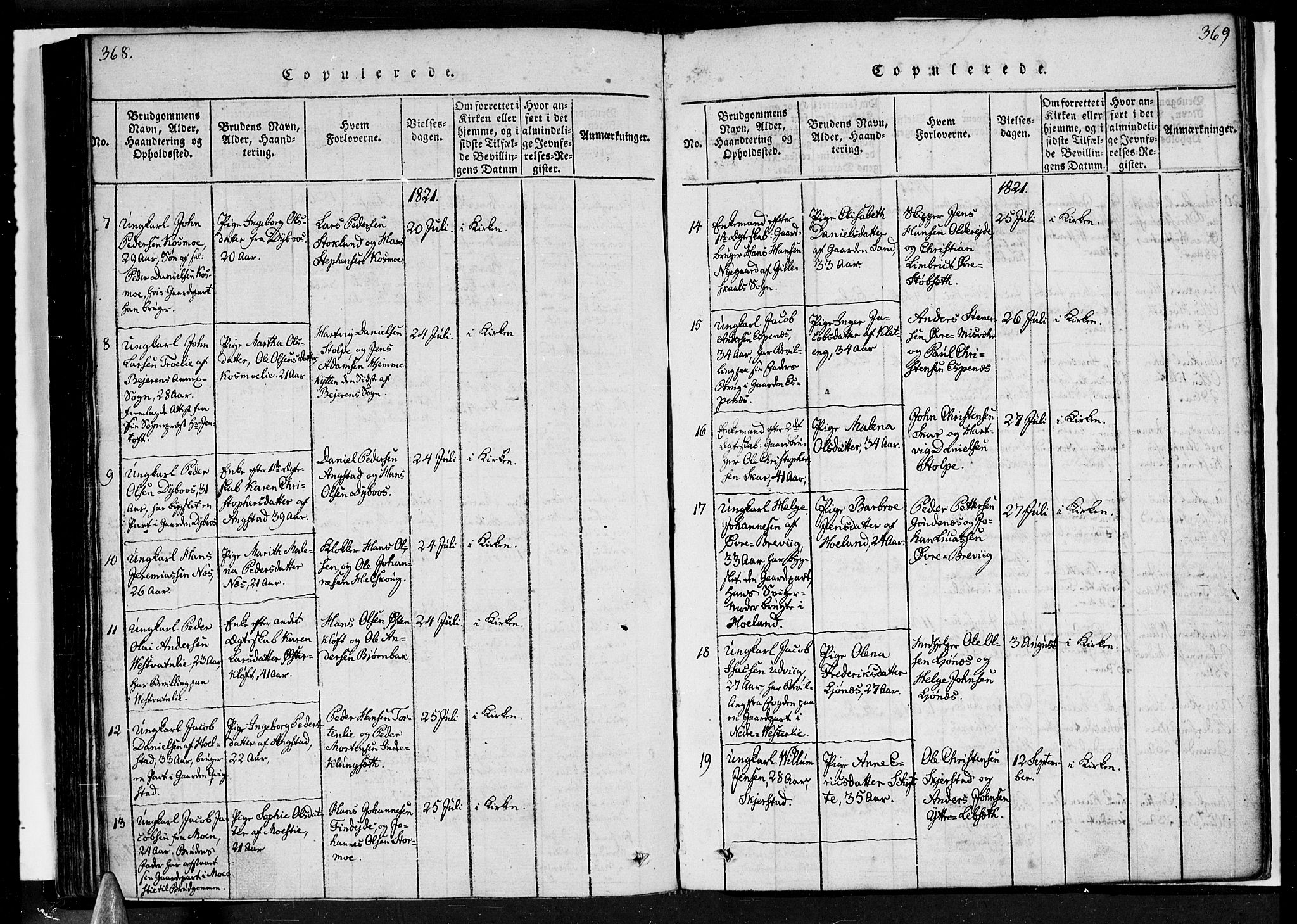 Ministerialprotokoller, klokkerbøker og fødselsregistre - Nordland, SAT/A-1459/852/L0736: Parish register (official) no. 852A06, 1820-1833, p. 368-369