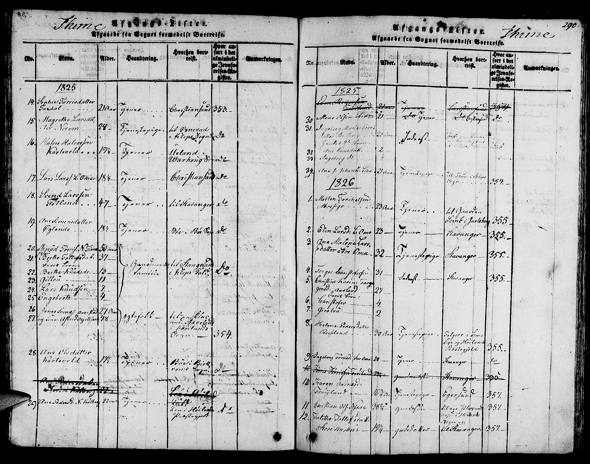 Lye sokneprestkontor, SAST/A-101794/001/30BB/L0001: Parish register (copy) no. B 1 /1, 1816-1826, p. 290
