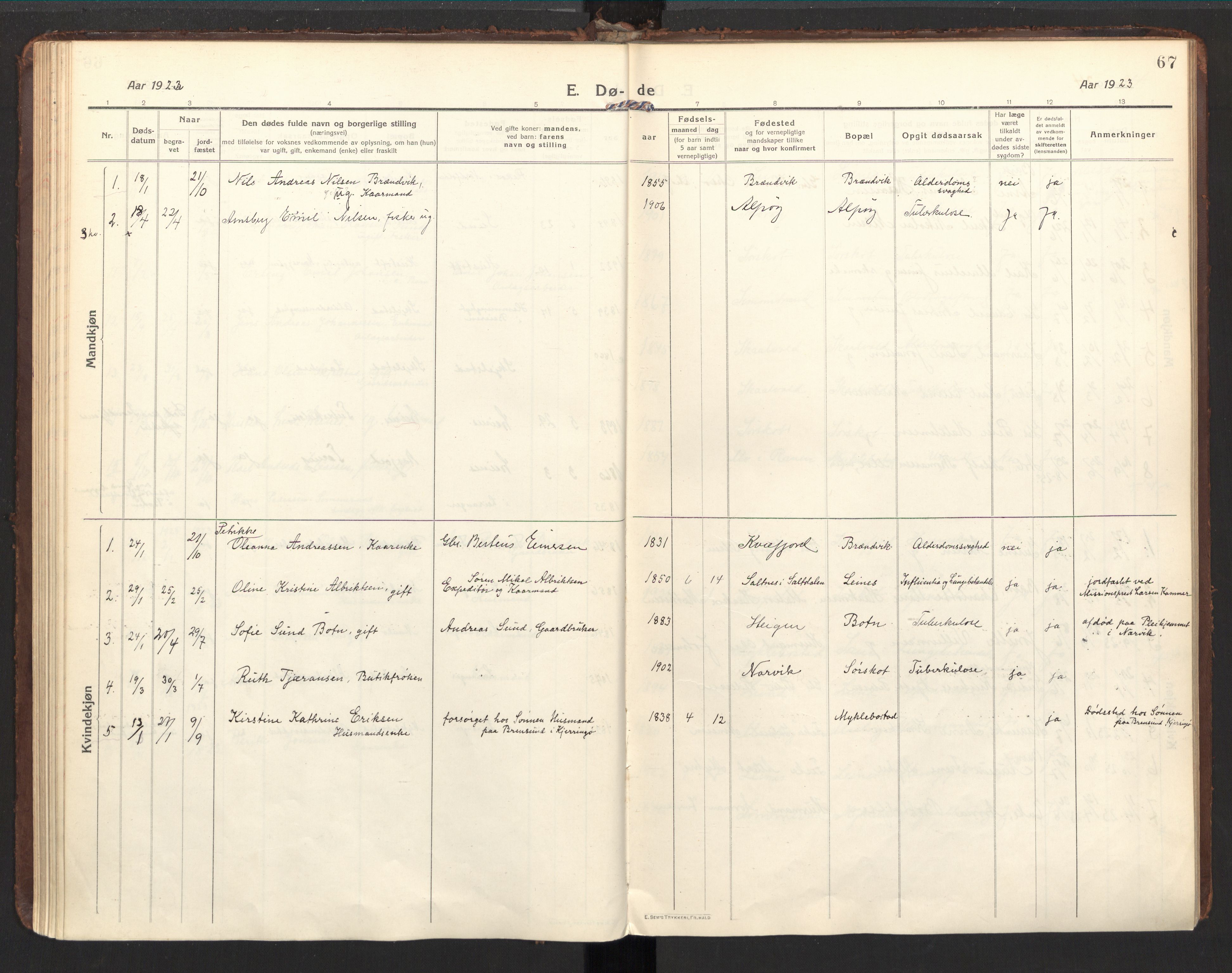 Ministerialprotokoller, klokkerbøker og fødselsregistre - Nordland, SAT/A-1459/857/L0825: Parish register (official) no. 857A05, 1917-1946, p. 67