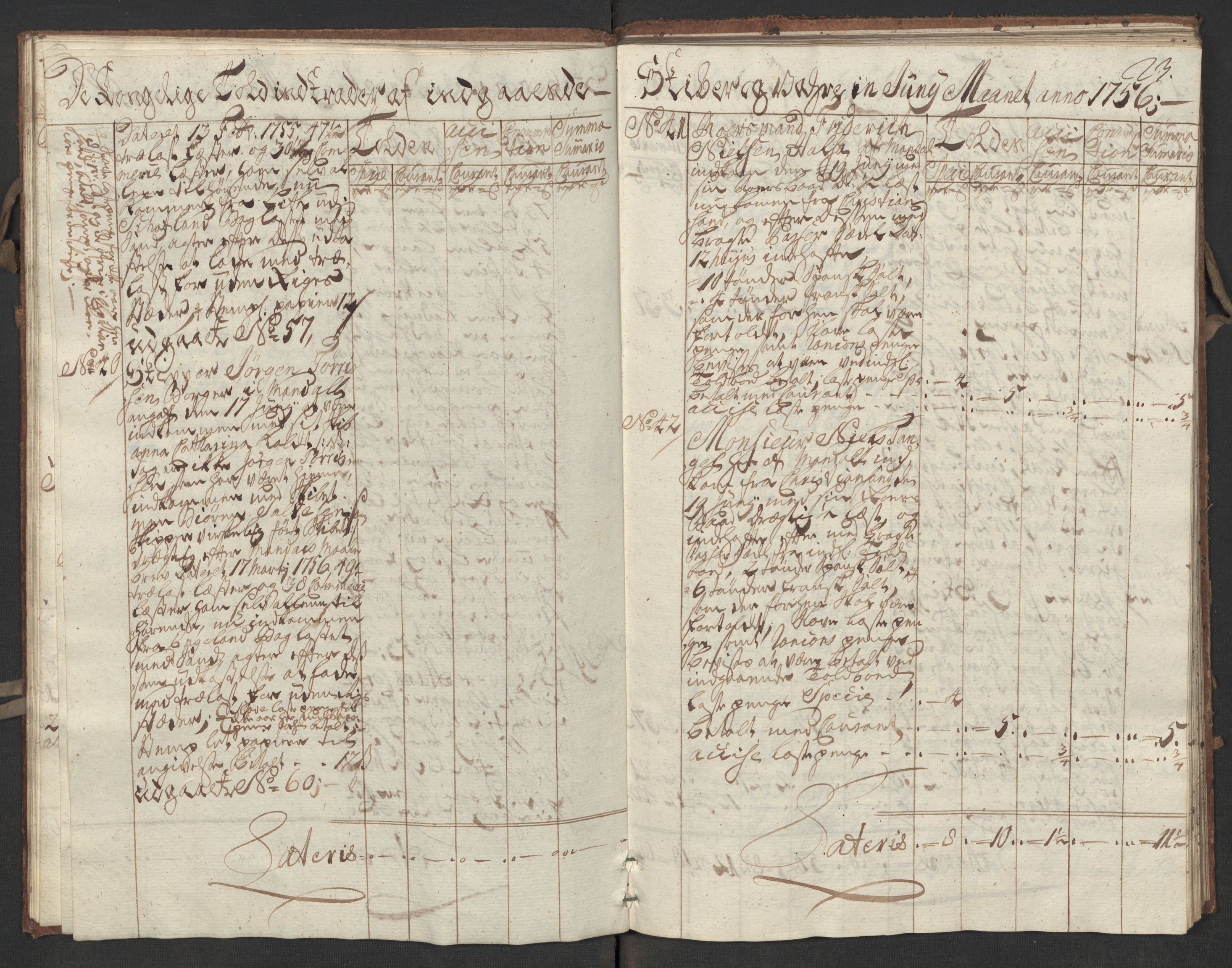 Generaltollkammeret, tollregnskaper, AV/RA-EA-5490/R17/L0017/0001: Tollregnskaper Mandal / Inngående kontratollbok, 1756, p. 22b-23a