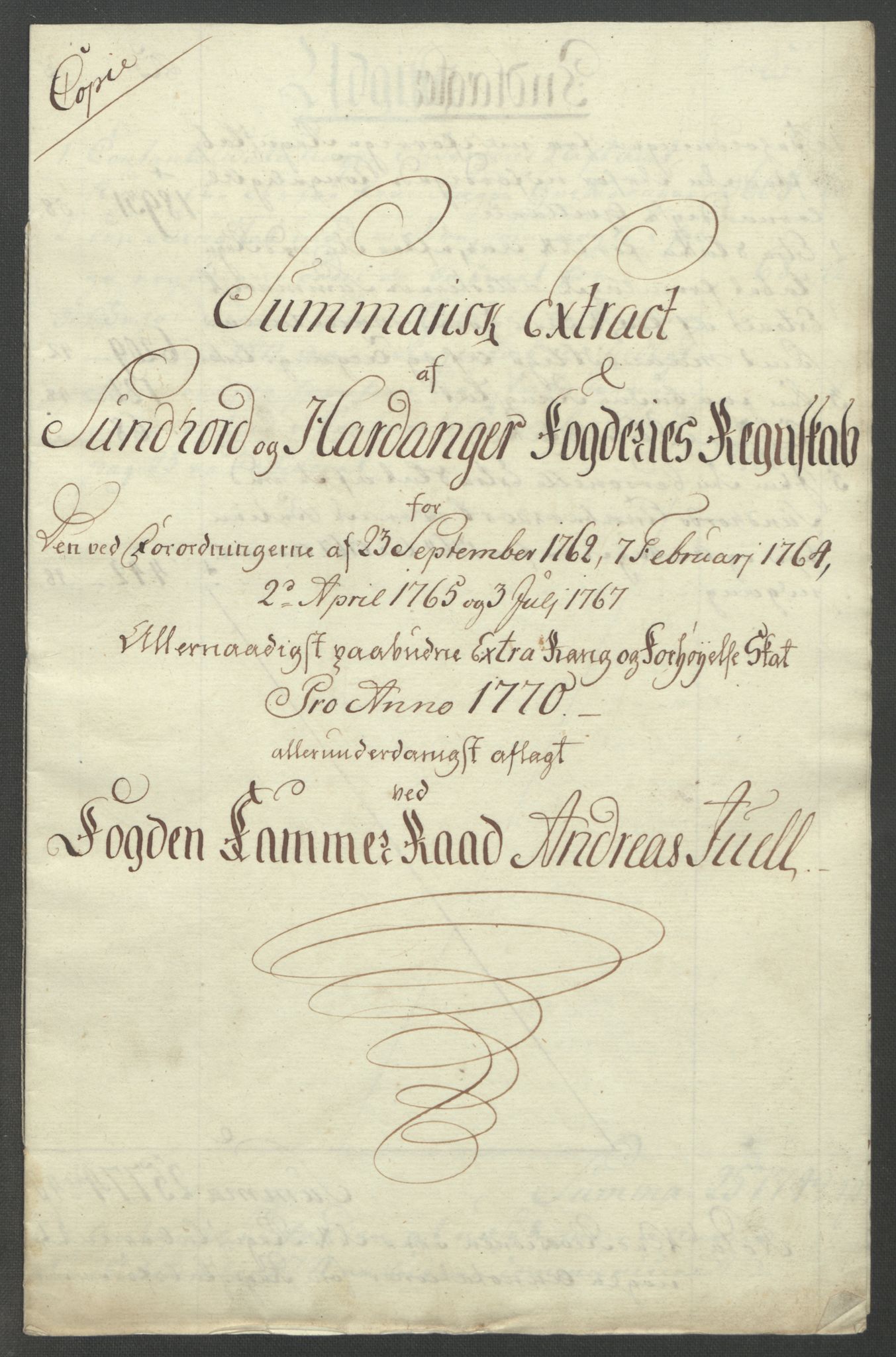 Rentekammeret inntil 1814, Reviderte regnskaper, Fogderegnskap, AV/RA-EA-4092/R48/L3136: Ekstraskatten Sunnhordland og Hardanger, 1762-1772, p. 209