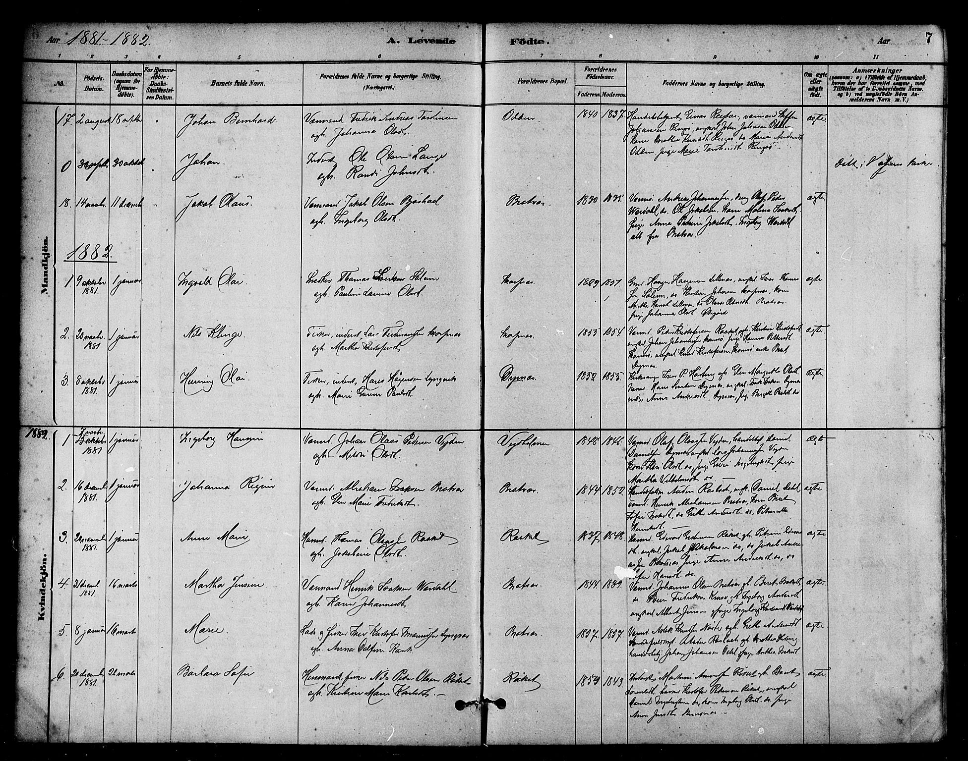 Ministerialprotokoller, klokkerbøker og fødselsregistre - Møre og Romsdal, AV/SAT-A-1454/582/L0947: Parish register (official) no. 582A01, 1880-1900, p. 7