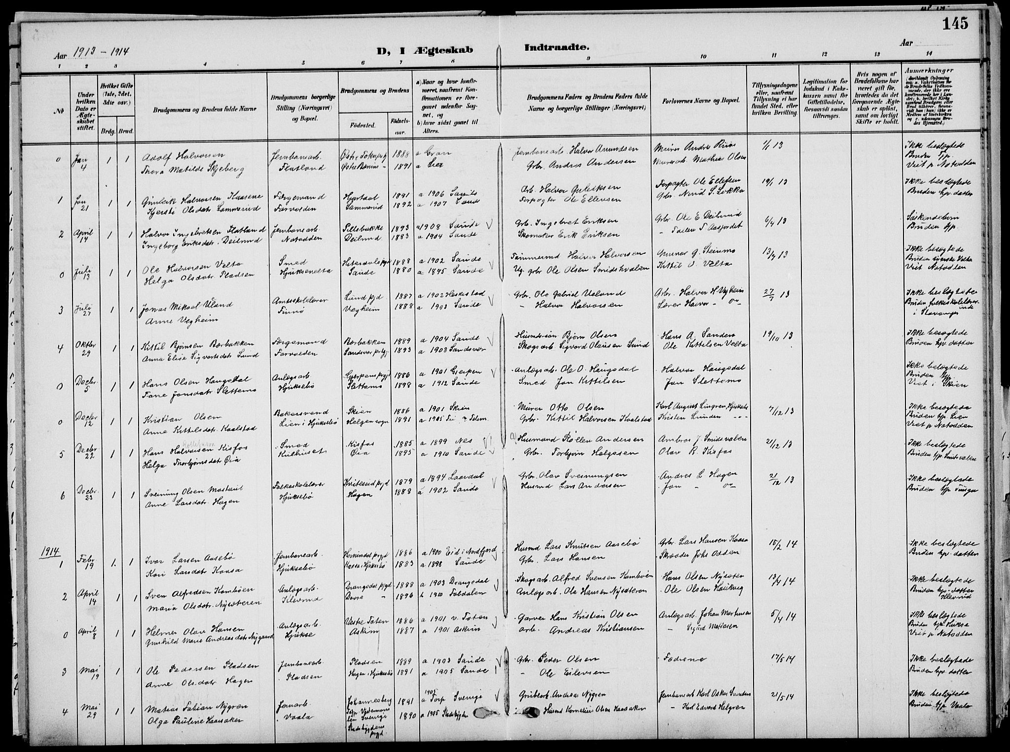 Sauherad kirkebøker, AV/SAKO-A-298/G/Ga/L0004a: Parish register (copy) no. I 4a, 1906-1934, p. 145