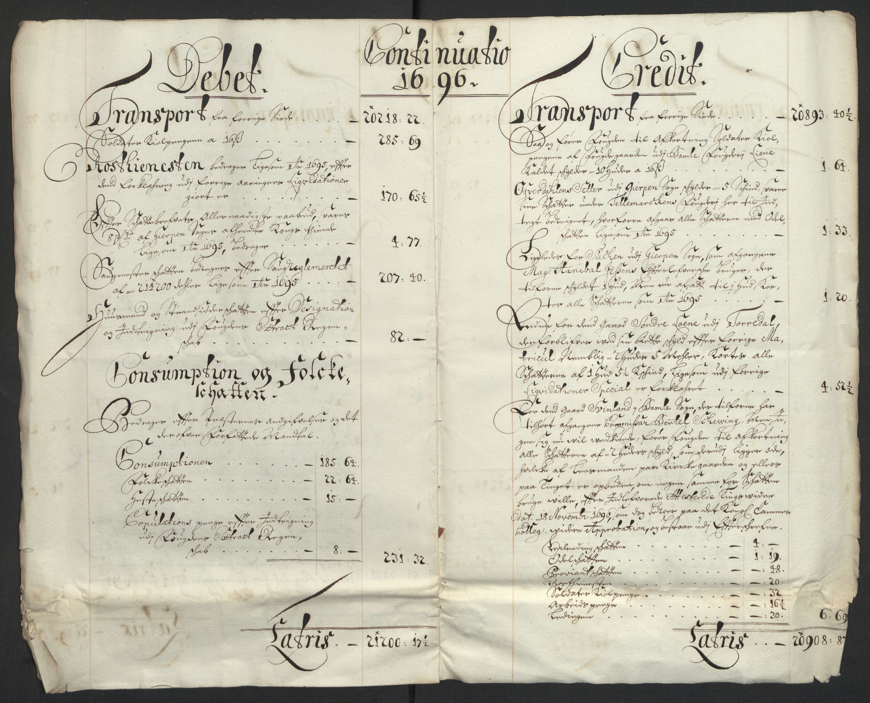 Rentekammeret inntil 1814, Reviderte regnskaper, Fogderegnskap, AV/RA-EA-4092/R36/L2094: Fogderegnskap Øvre og Nedre Telemark og Bamble, 1696, p. 28