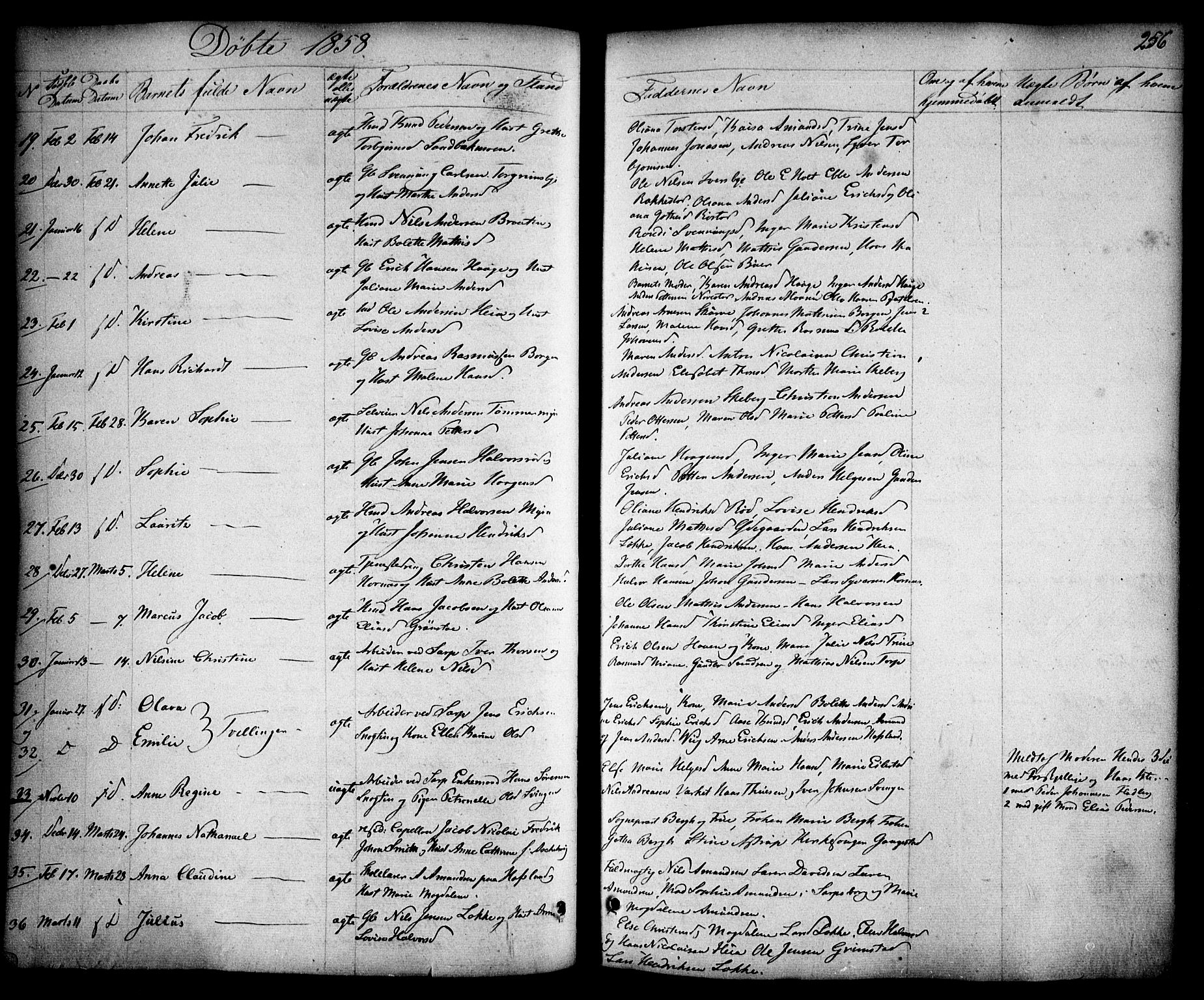 Skjeberg prestekontor Kirkebøker, SAO/A-10923/F/Fa/L0006: Parish register (official) no. I 6, 1846-1858, p. 256