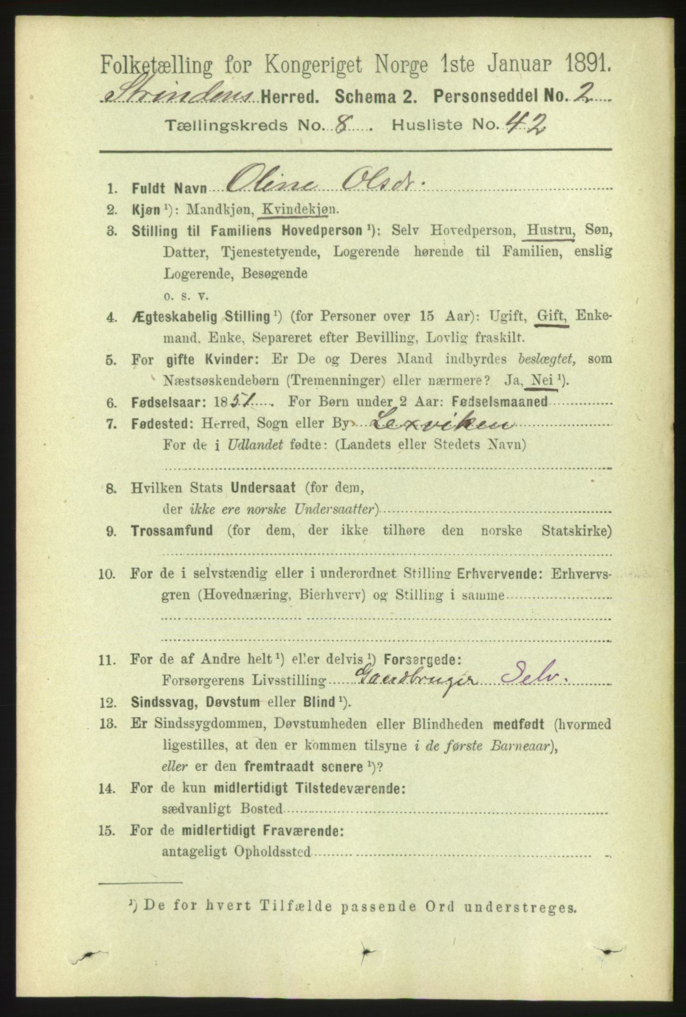 RA, 1891 census for 1660 Strinda, 1891, p. 7343