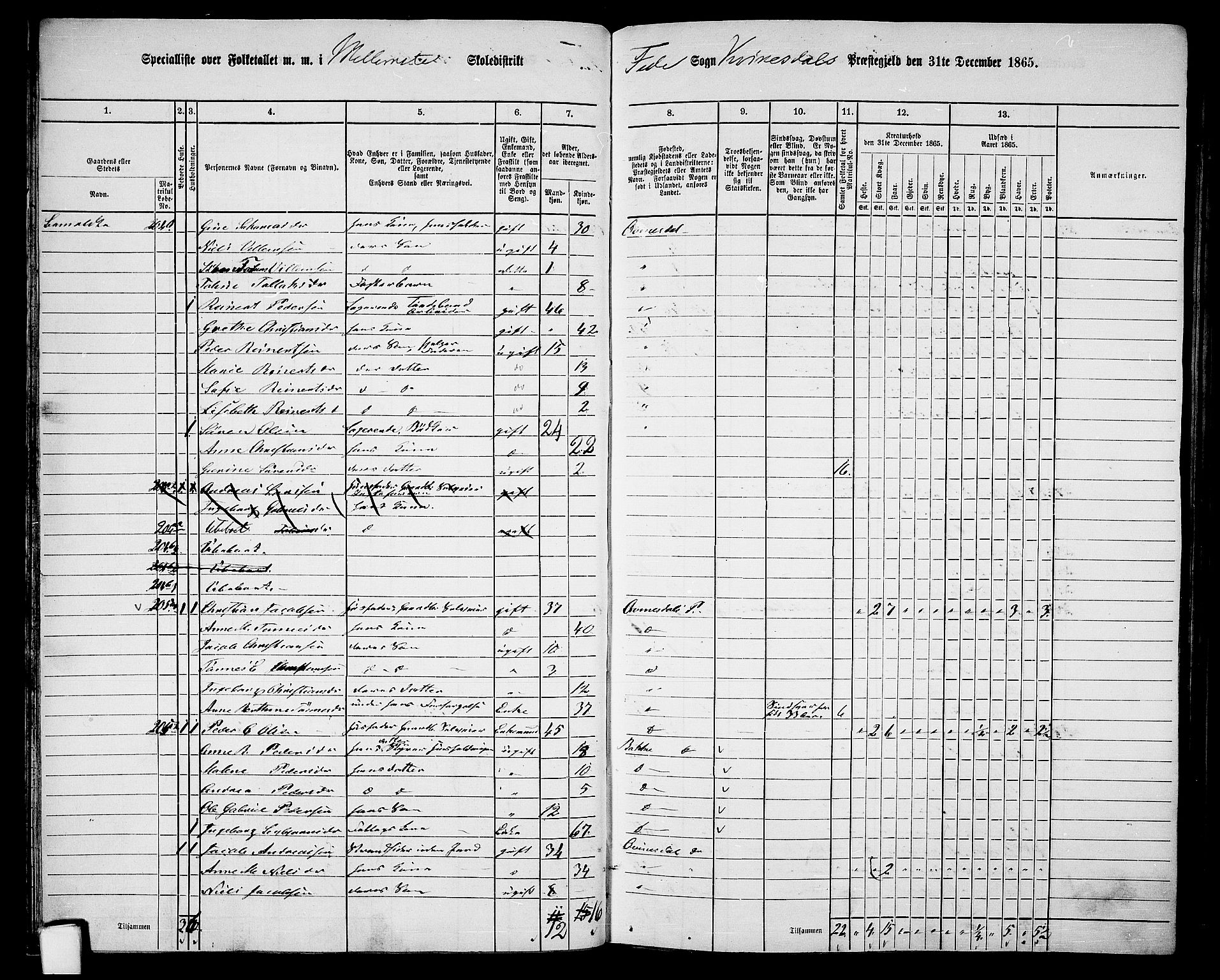 RA, 1865 census for Kvinesdal, 1865, p. 35