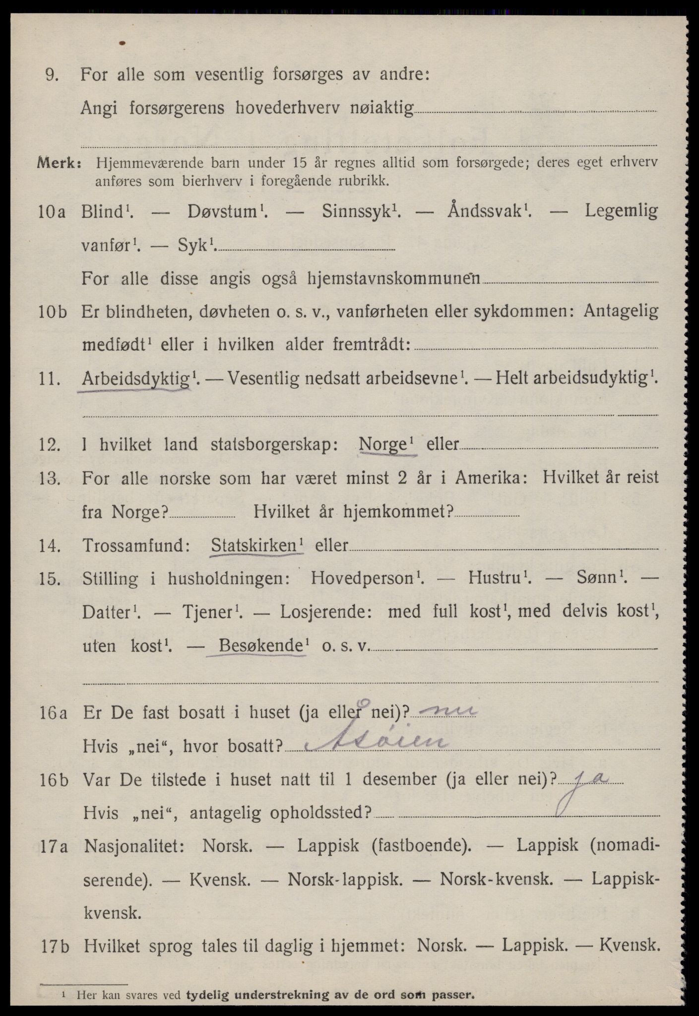 SAT, 1920 census for Rennebu, 1920, p. 1269