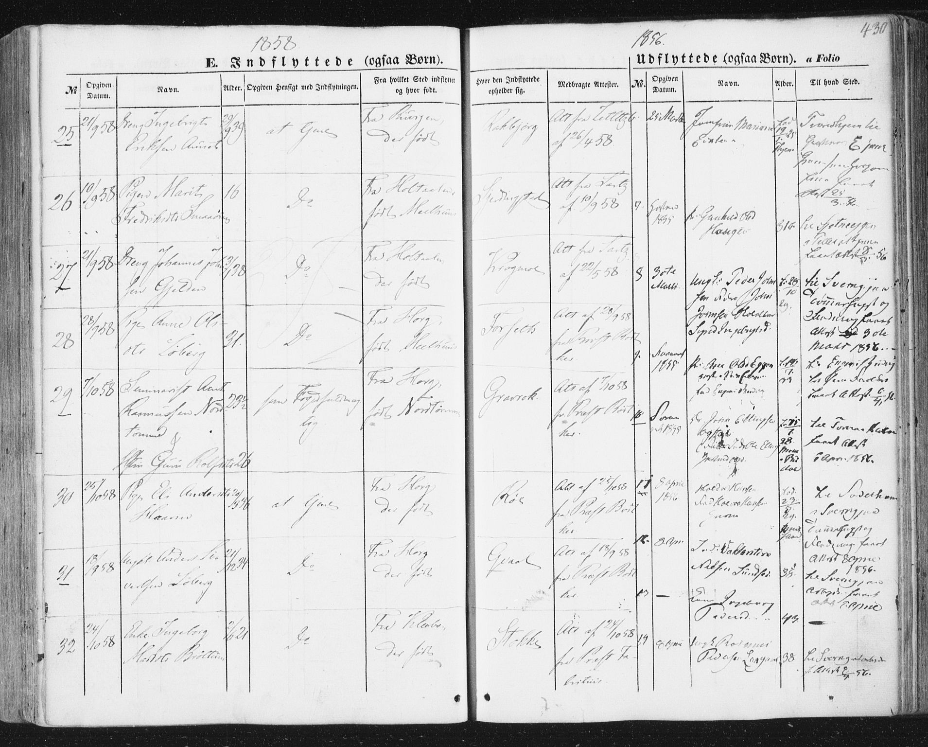 Ministerialprotokoller, klokkerbøker og fødselsregistre - Sør-Trøndelag, AV/SAT-A-1456/691/L1076: Parish register (official) no. 691A08, 1852-1861, p. 430