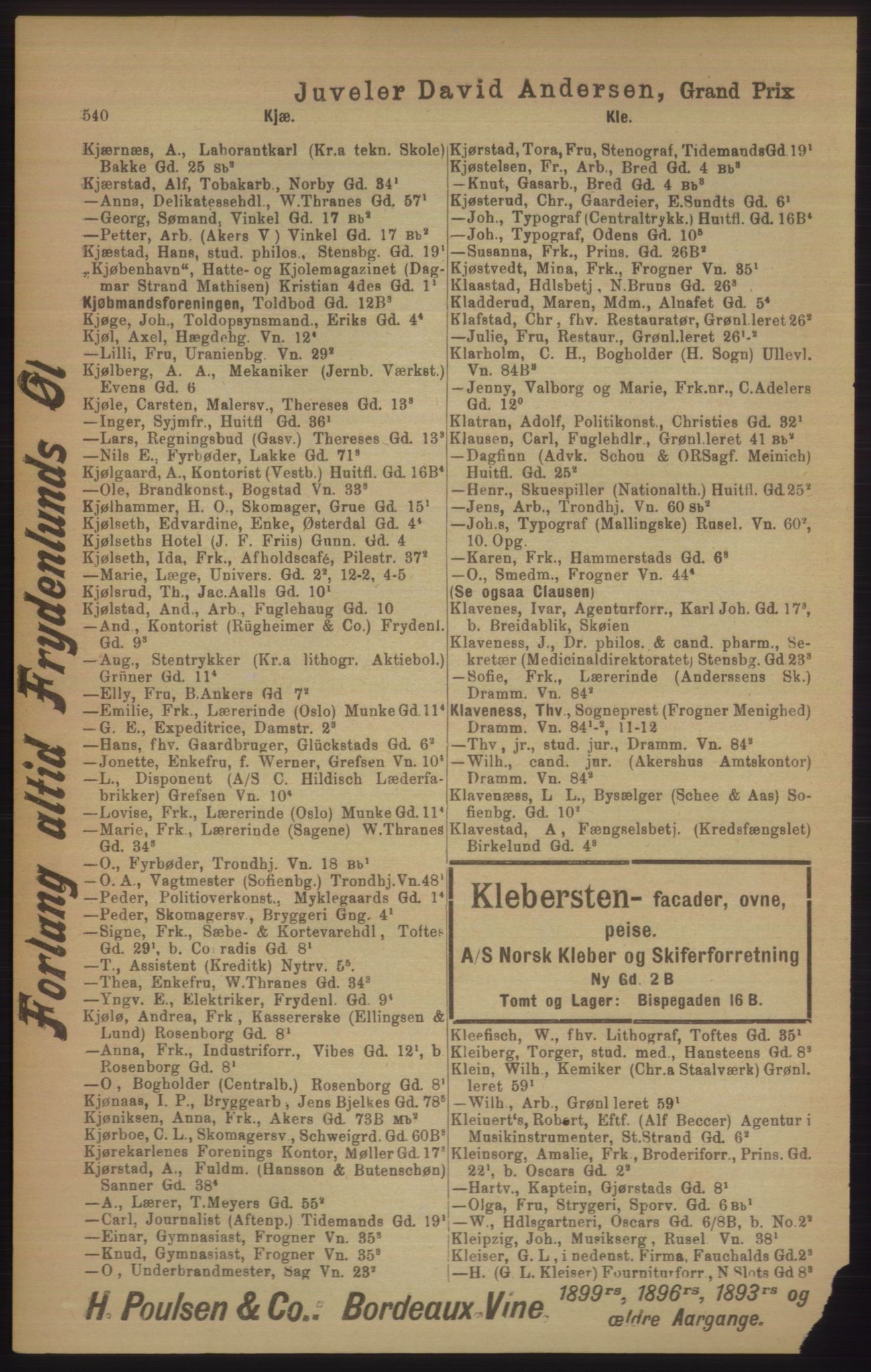 Kristiania/Oslo adressebok, PUBL/-, 1906, p. 540