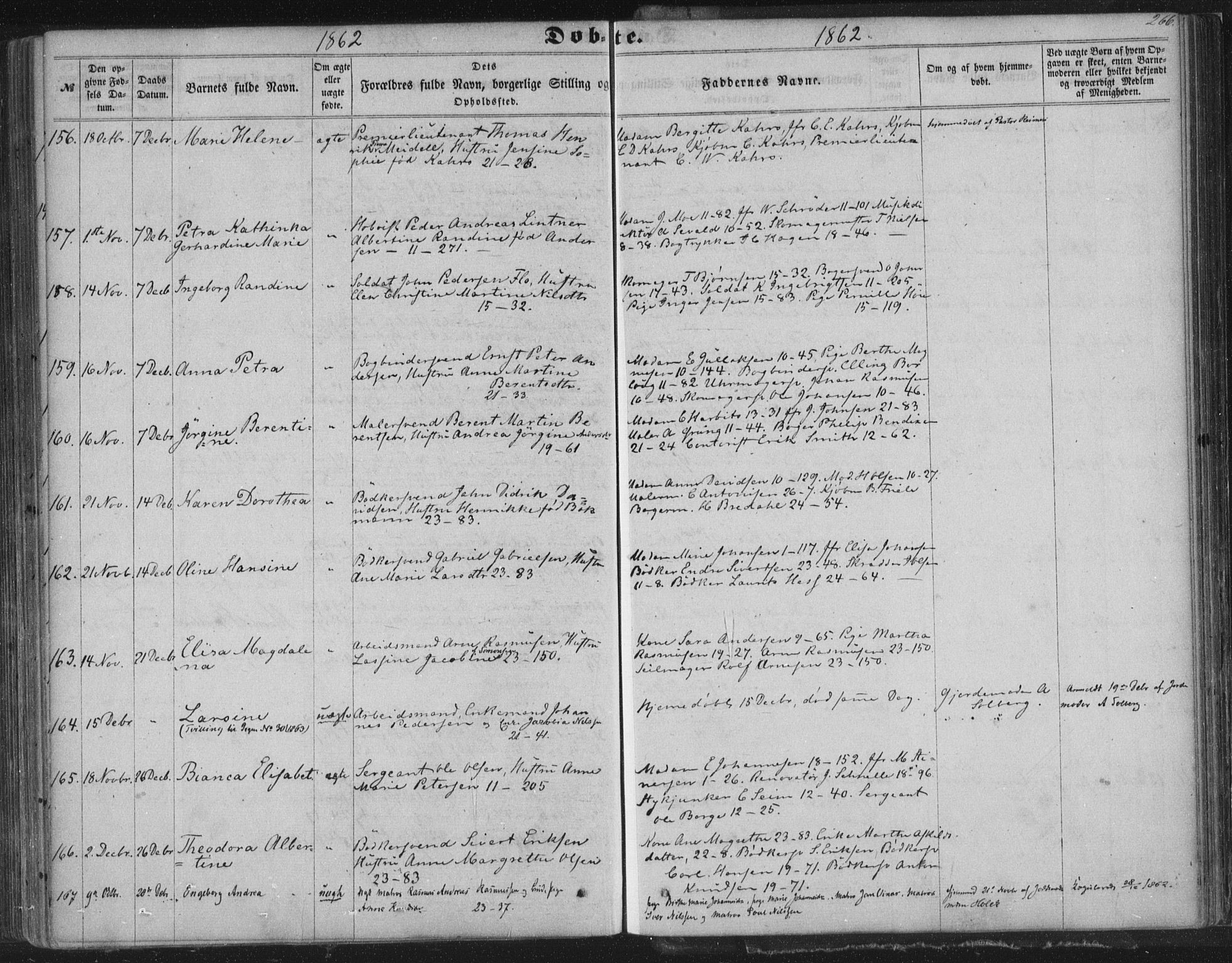 Korskirken sokneprestembete, AV/SAB-A-76101/H/Haa/L0018: Parish register (official) no. B 4, 1857-1866, p. 266