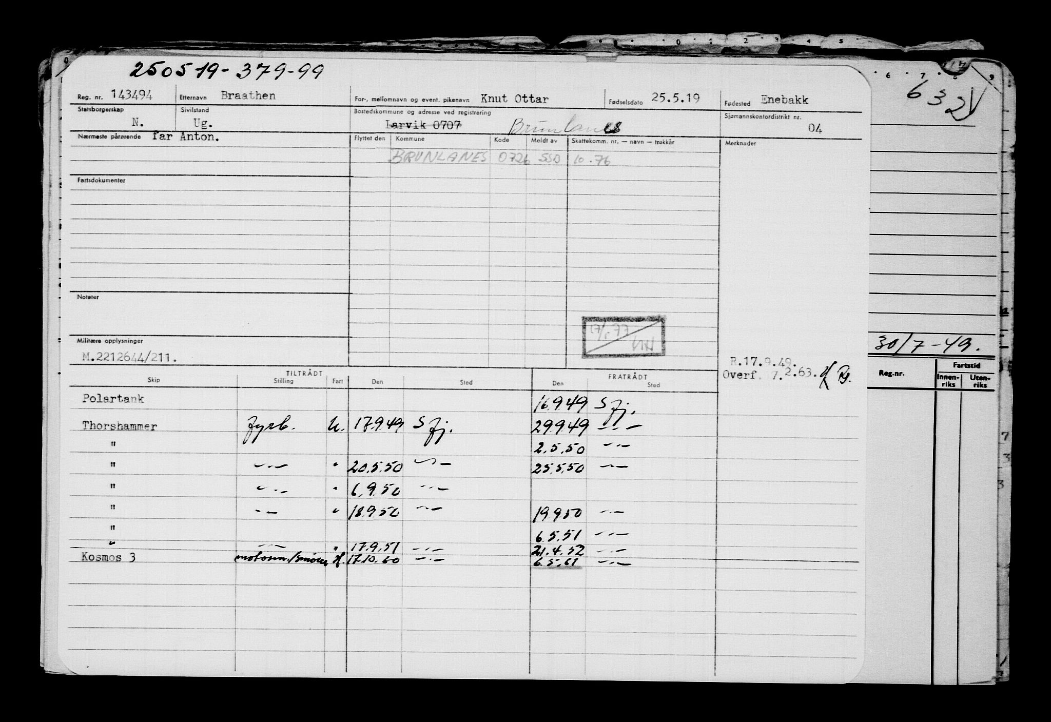 Direktoratet for sjømenn, AV/RA-S-3545/G/Gb/L0169: Hovedkort, 1919, p. 125