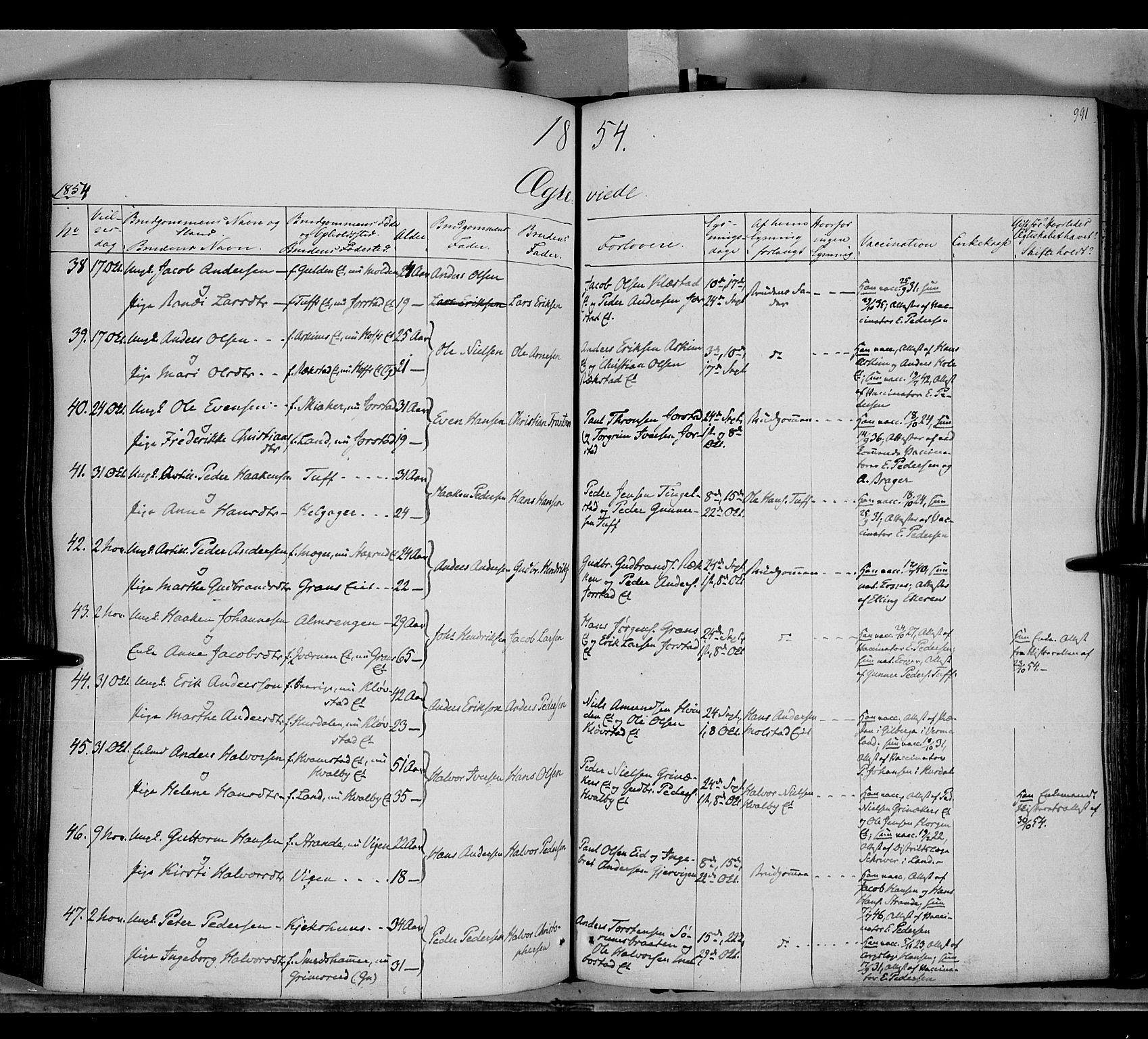 Gran prestekontor, AV/SAH-PREST-112/H/Ha/Haa/L0011: Parish register (official) no. 11, 1842-1856, p. 990-991