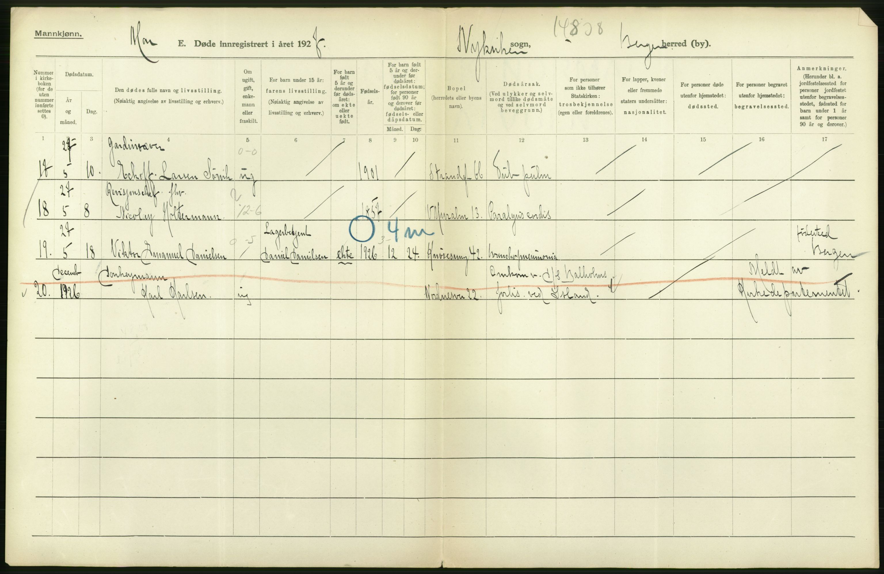 Statistisk sentralbyrå, Sosiodemografiske emner, Befolkning, AV/RA-S-2228/D/Df/Dfc/Dfcg/L0028: Bergen: Gifte, døde., 1927, p. 770