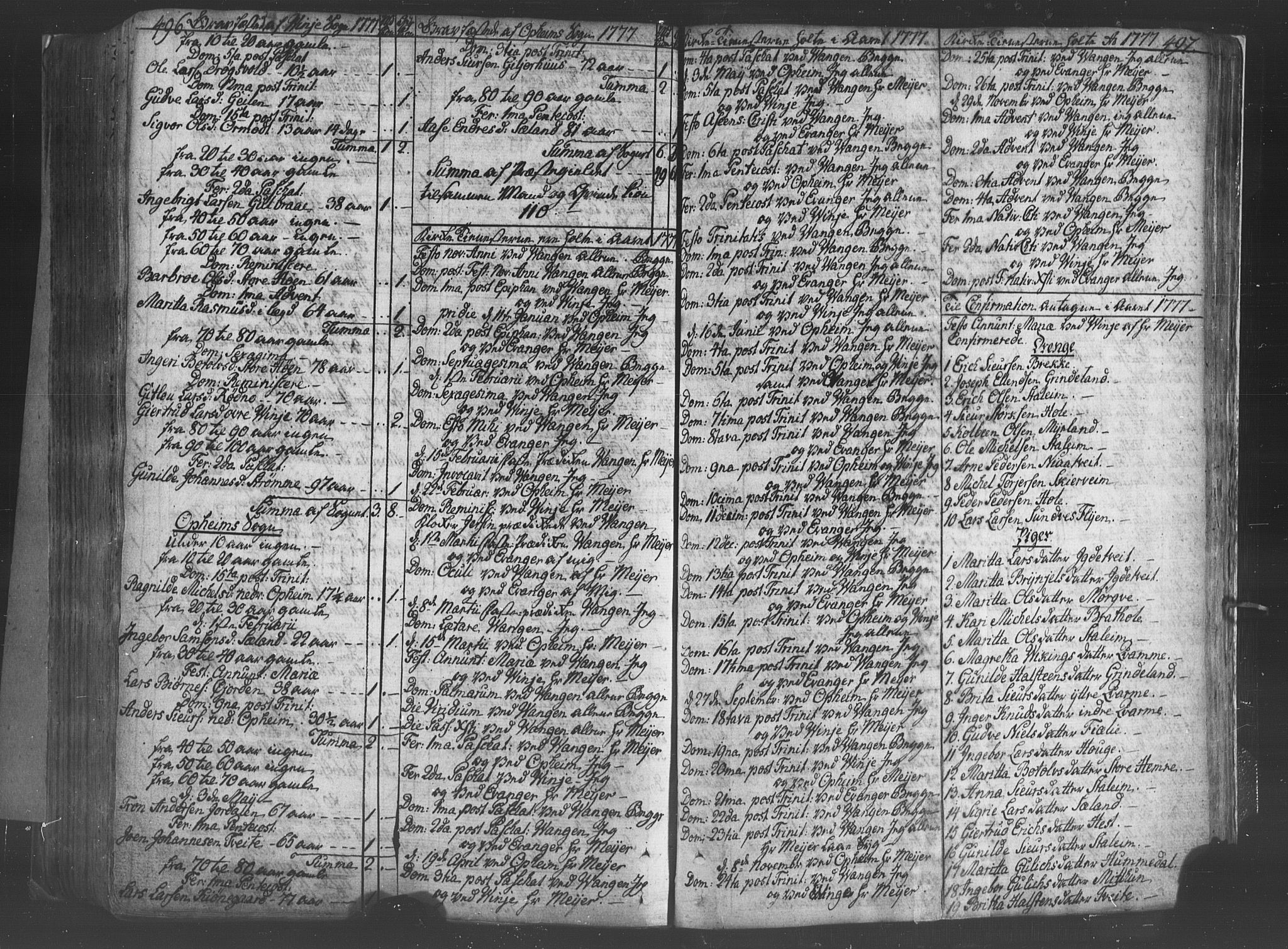 Voss sokneprestembete, SAB/A-79001/H/Haa: Parish register (official) no. A 8, 1752-1780, p. 496-497