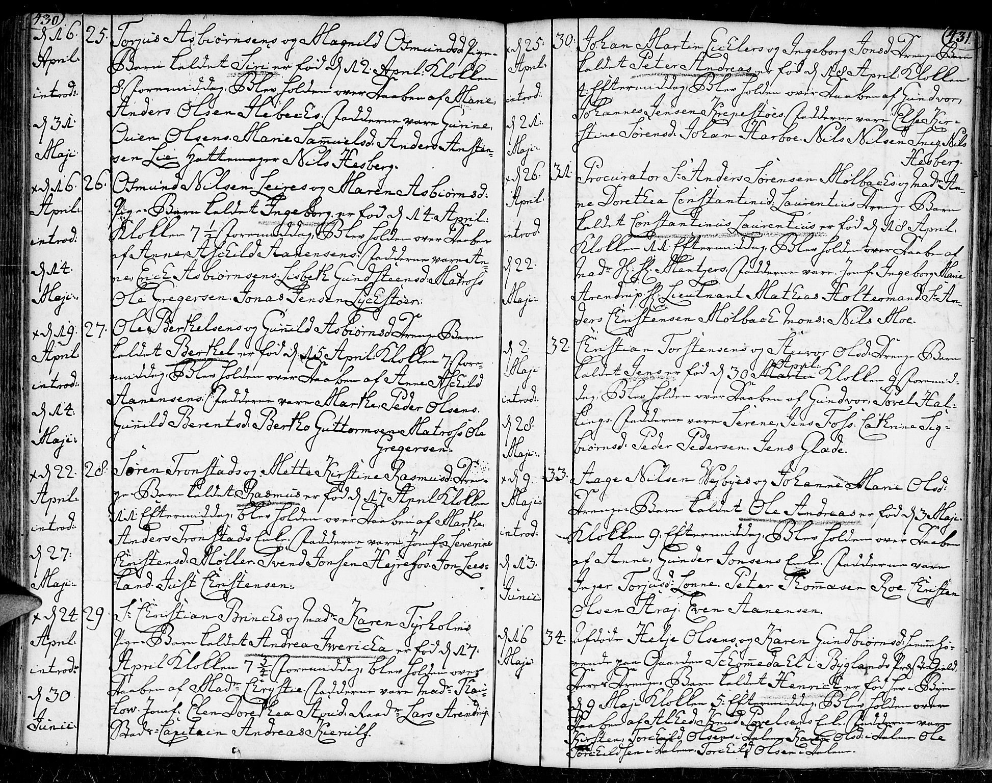 Kristiansand domprosti, AV/SAK-1112-0006/F/Fa/L0002: Parish register (official) no. A 2, 1755-1778, p. 430-431