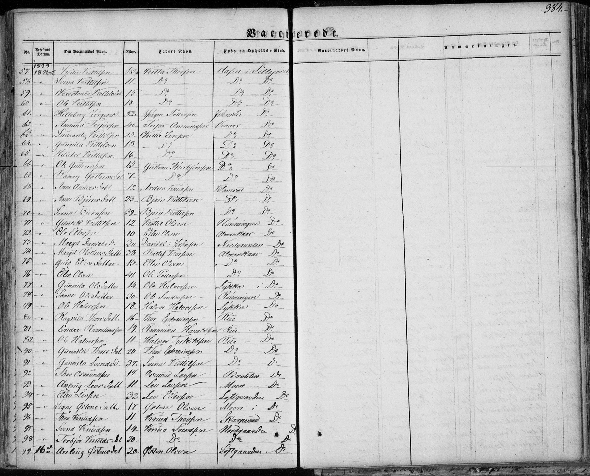 Seljord kirkebøker, AV/SAKO-A-20/F/Fa/L0011: Parish register (official) no. I 11, 1831-1849, p. 384