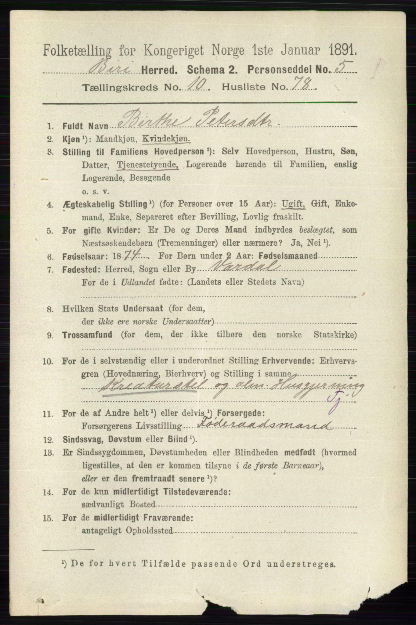 RA, 1891 census for 0525 Biri, 1891, p. 4290