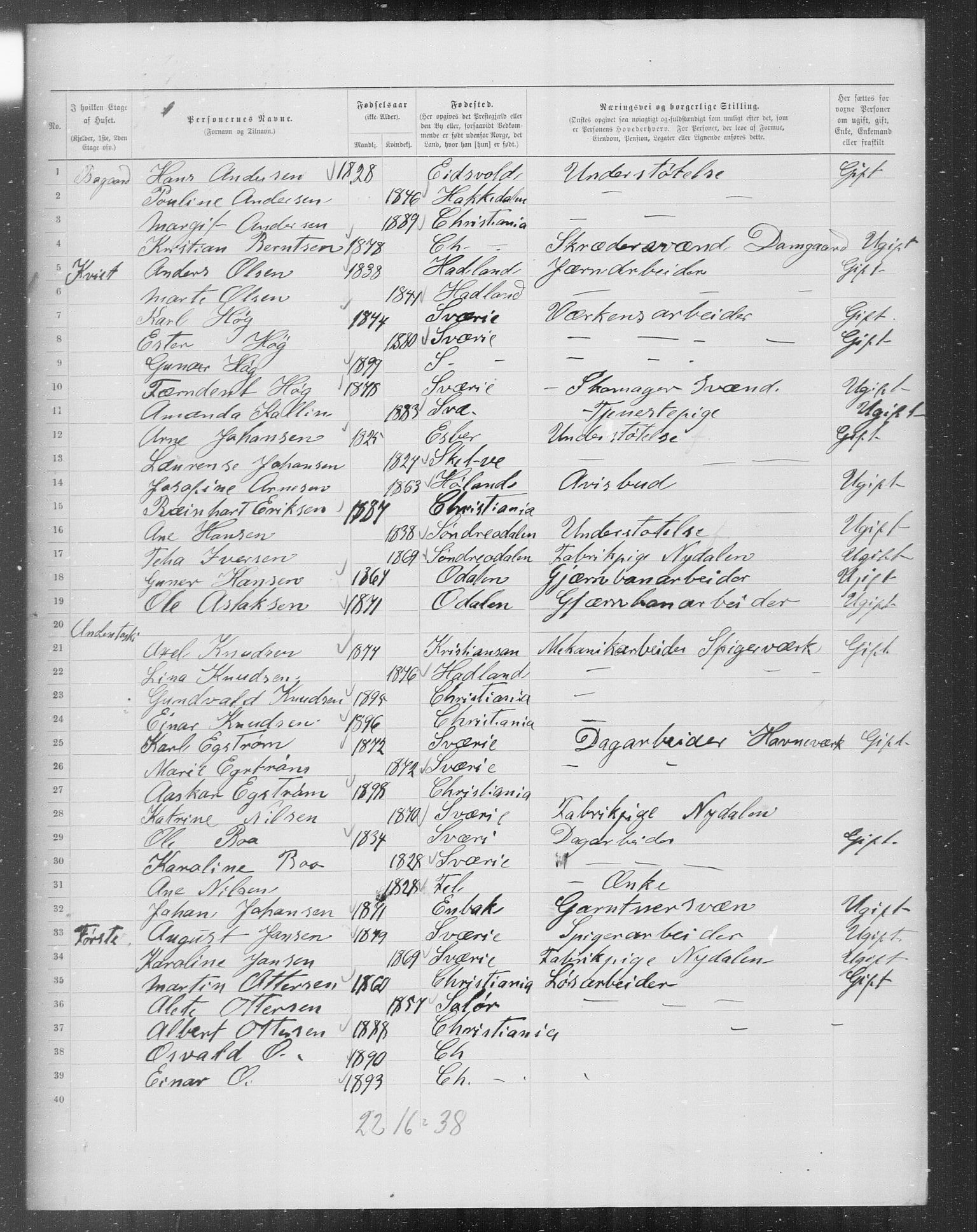 OBA, Municipal Census 1899 for Kristiania, 1899, p. 6950