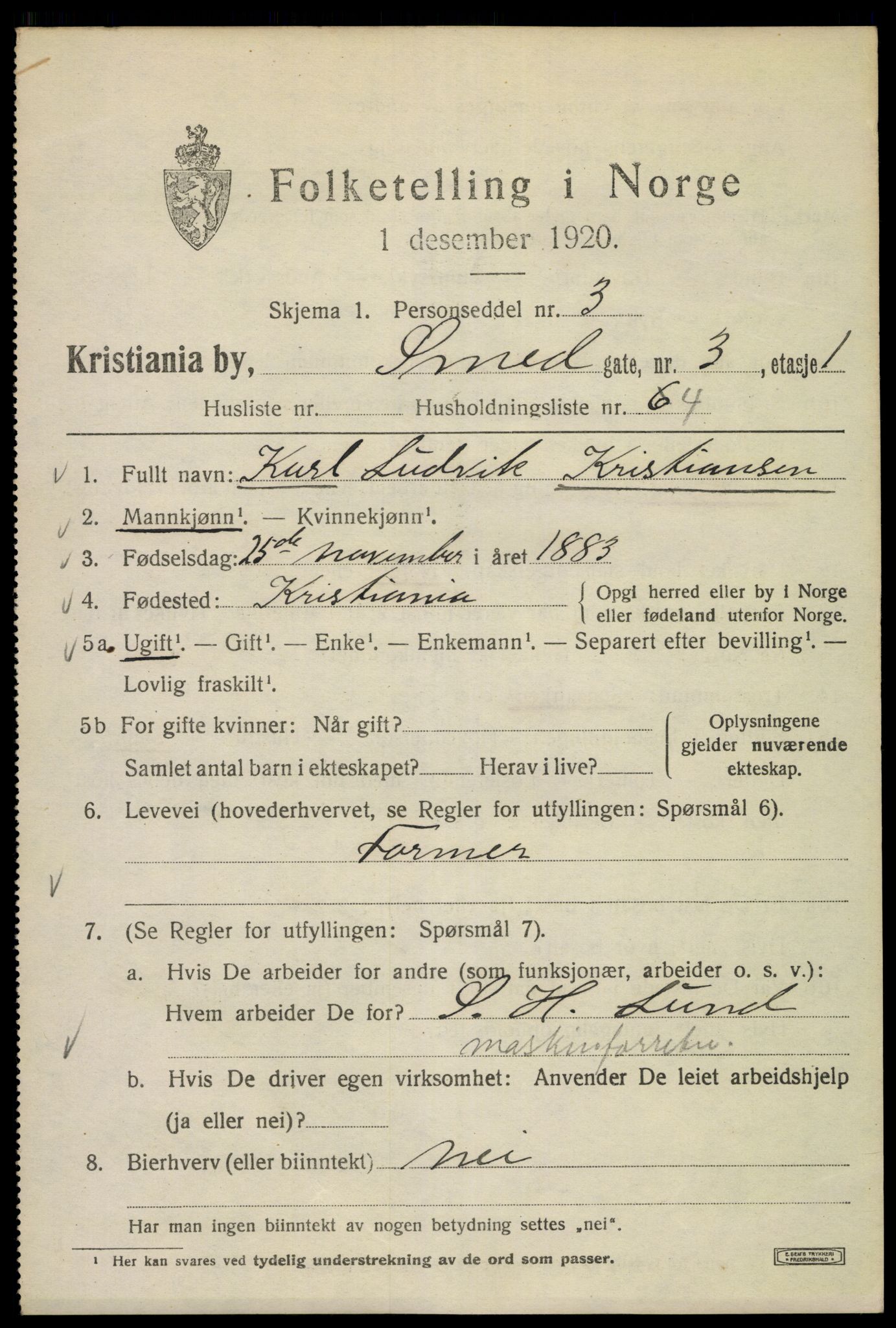 SAO, 1920 census for Kristiania, 1920, p. 519217