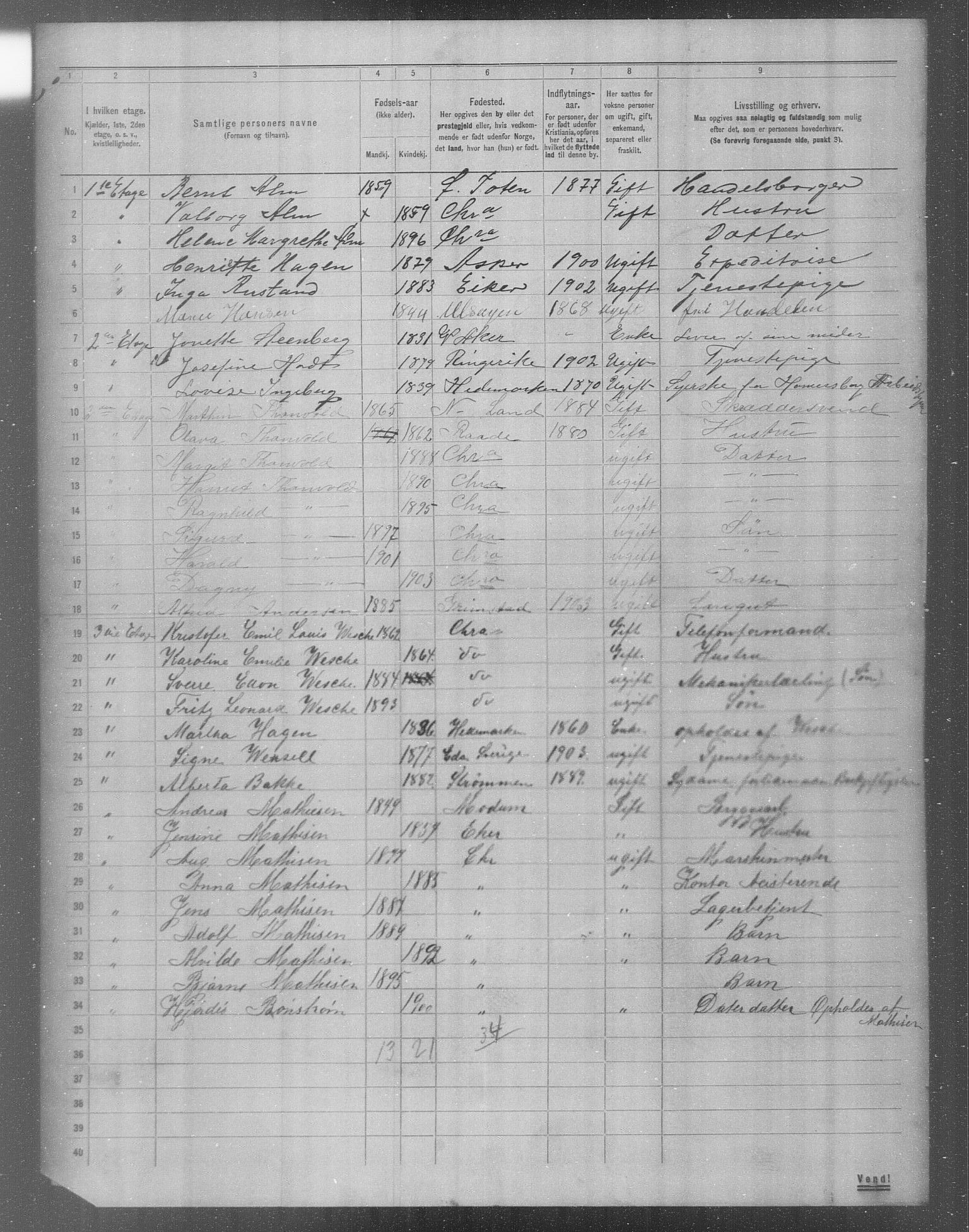 OBA, Municipal Census 1904 for Kristiania, 1904, p. 16243